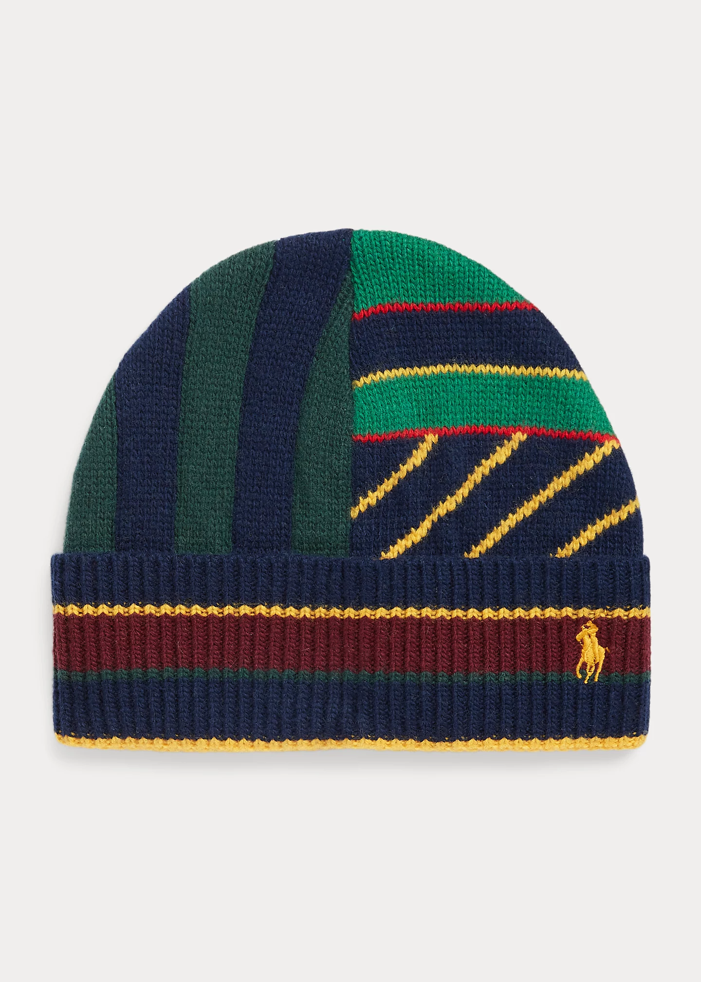 Contrast-Stripe Wool-Blend Beanie
