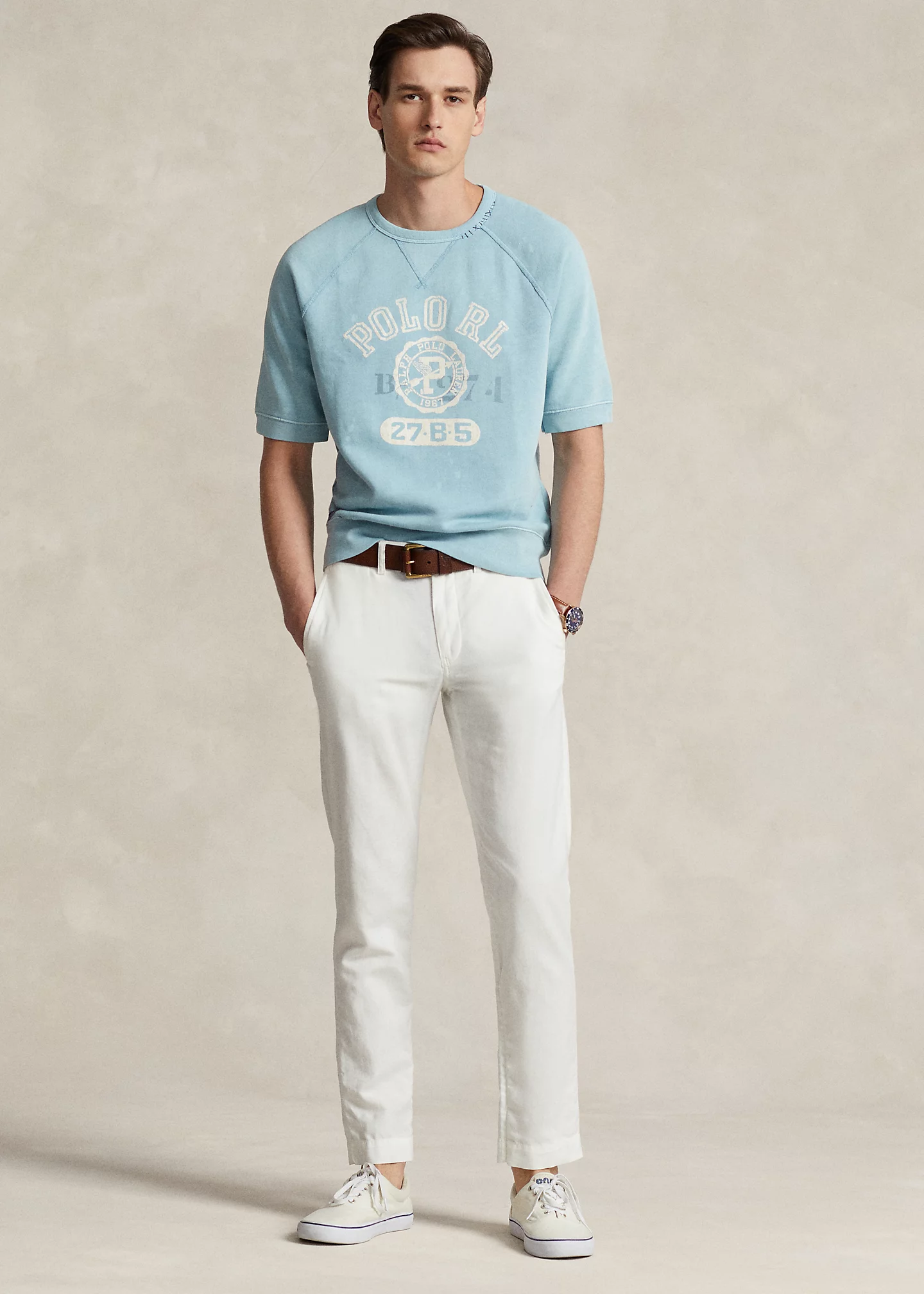 Logo Fleece Short-Sleeve Sweatshirt