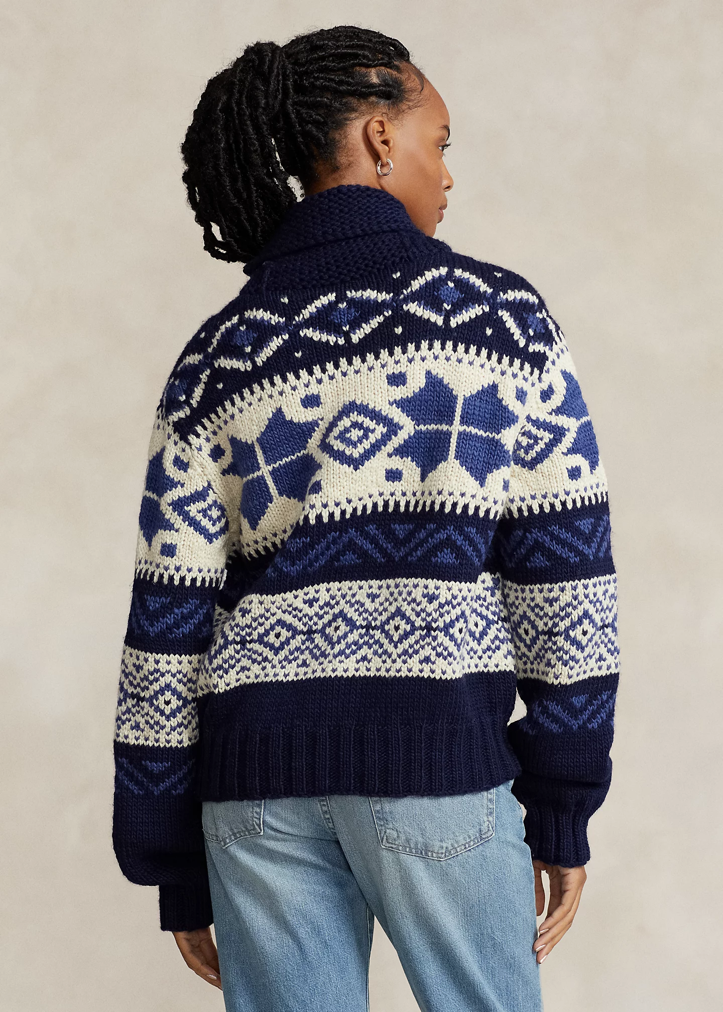 Geo-Motif Wool-Blend Cardigan