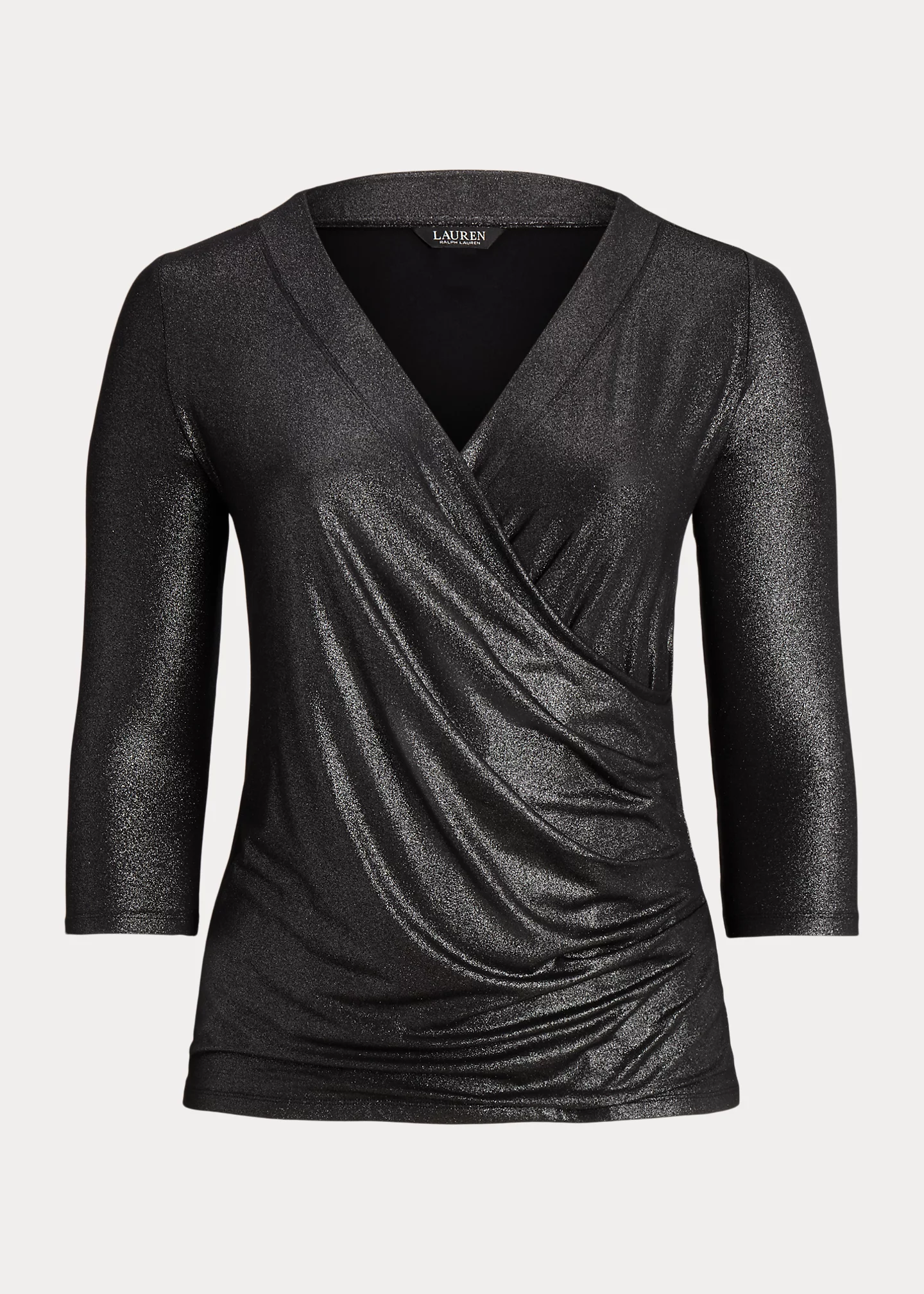 Metallic Jersey Surplice Top