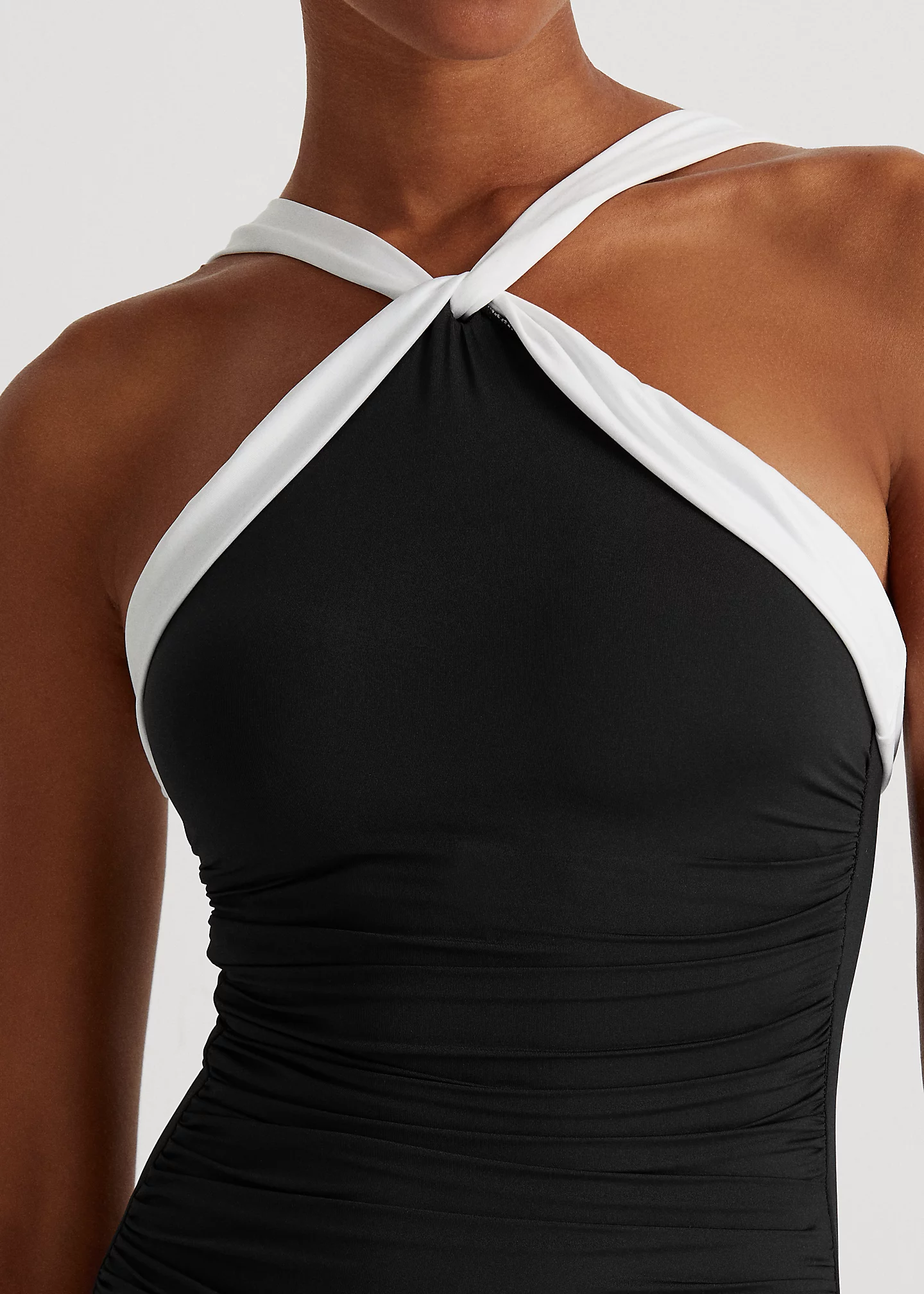 Two-Tone High-Neck One-Piece