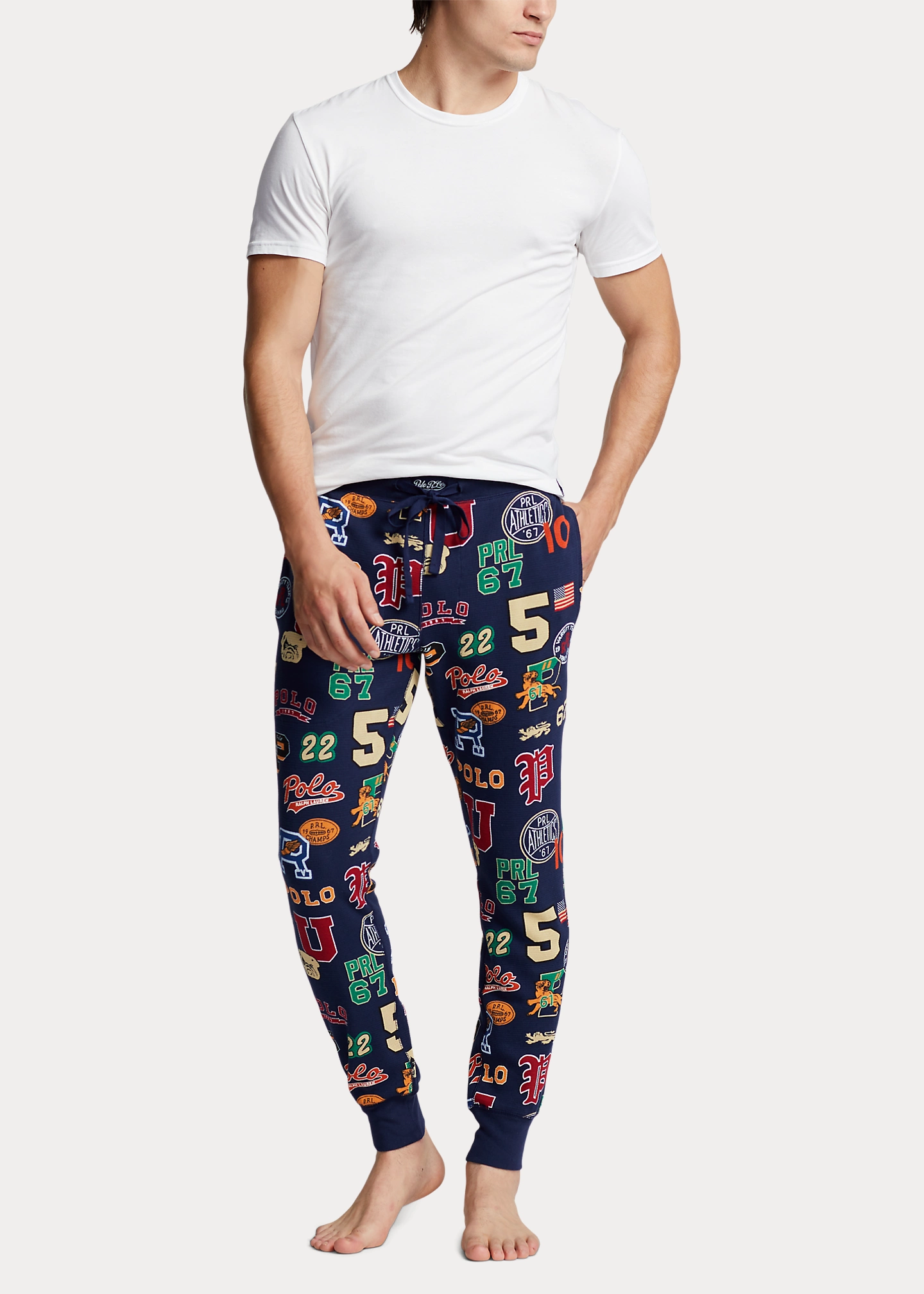 Print Waffle-Knit Sleep Jogger