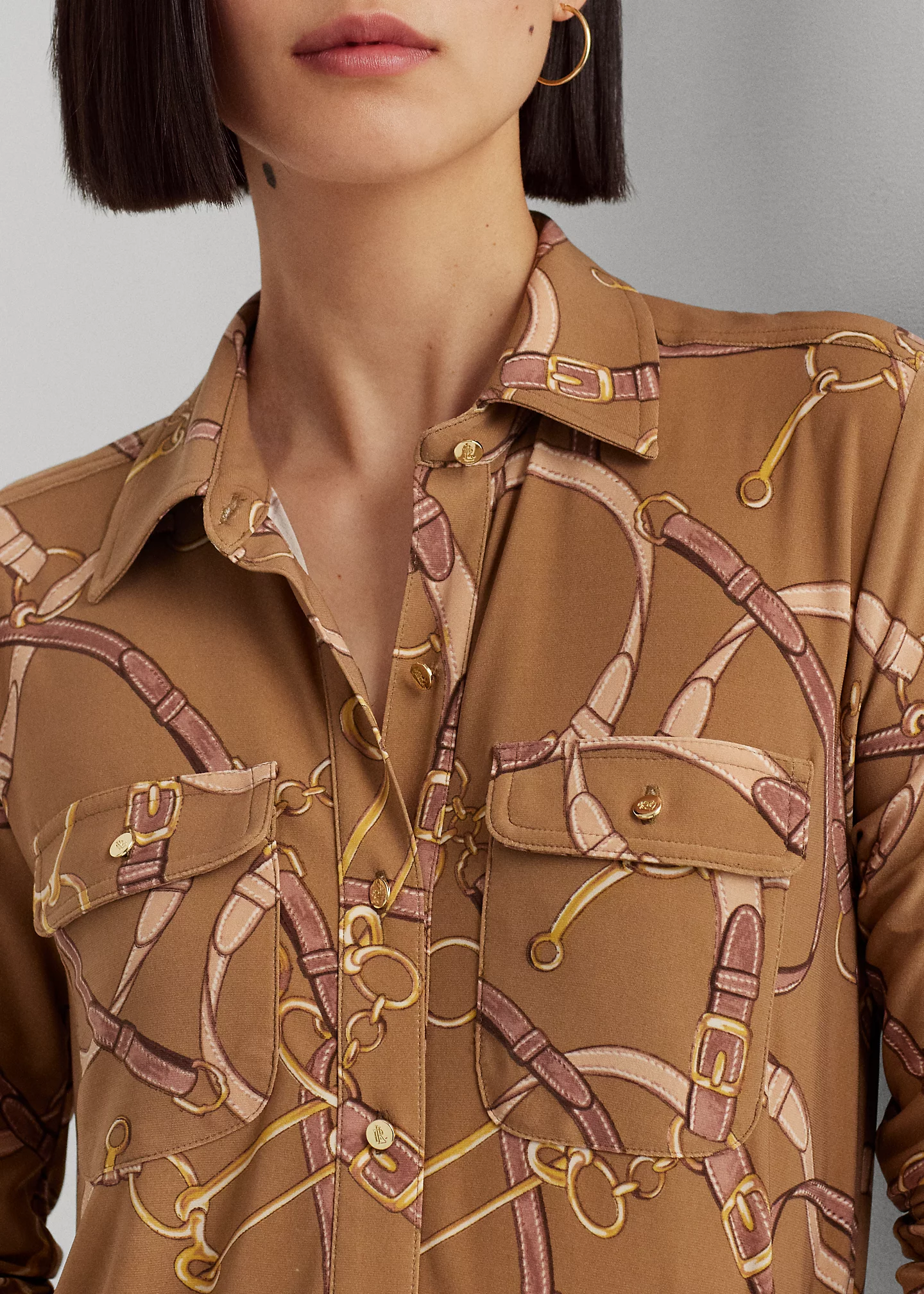Belting-Print Stretch Jersey Shirt