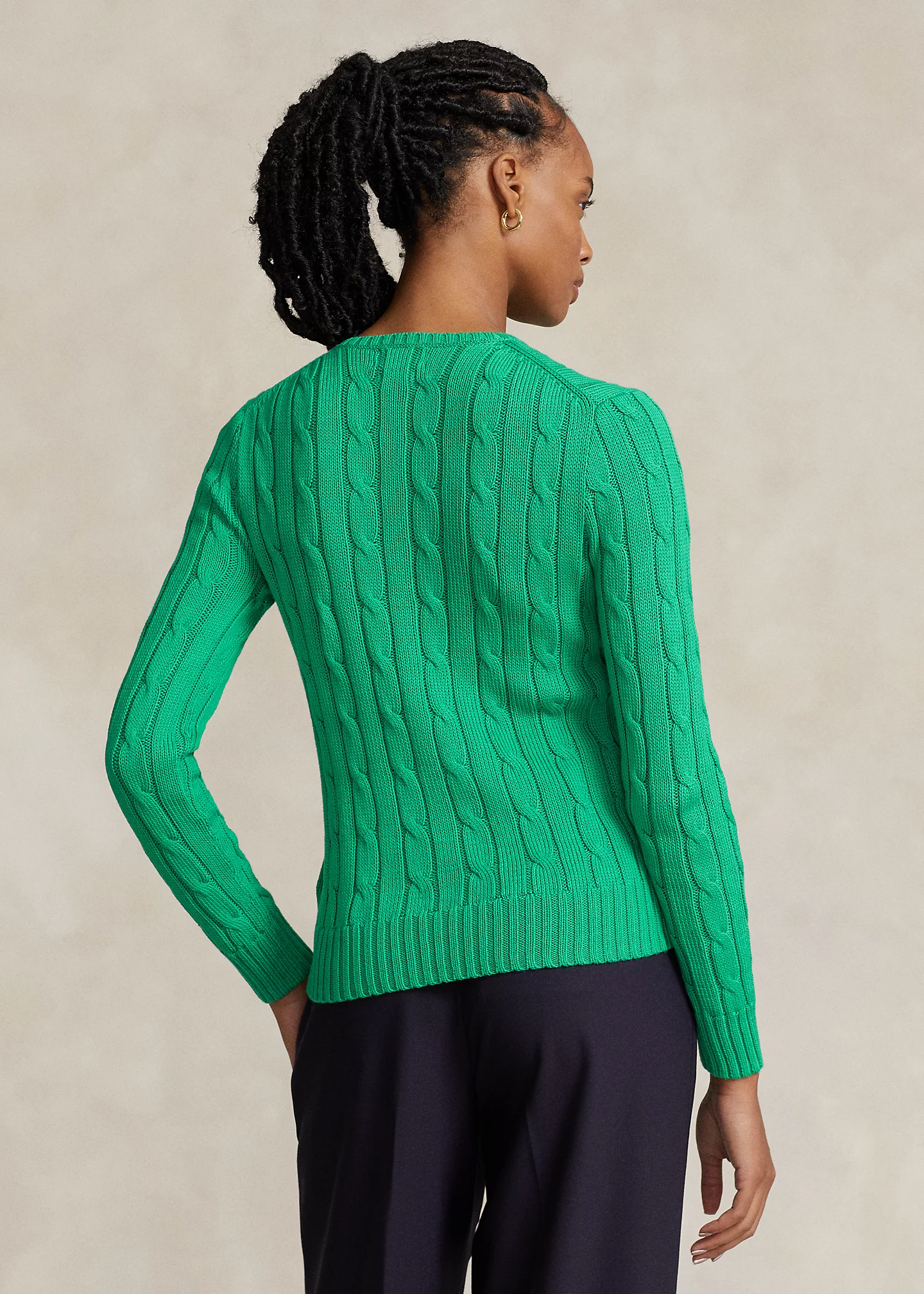 Cable-Knit Cotton Crewneck Sweater