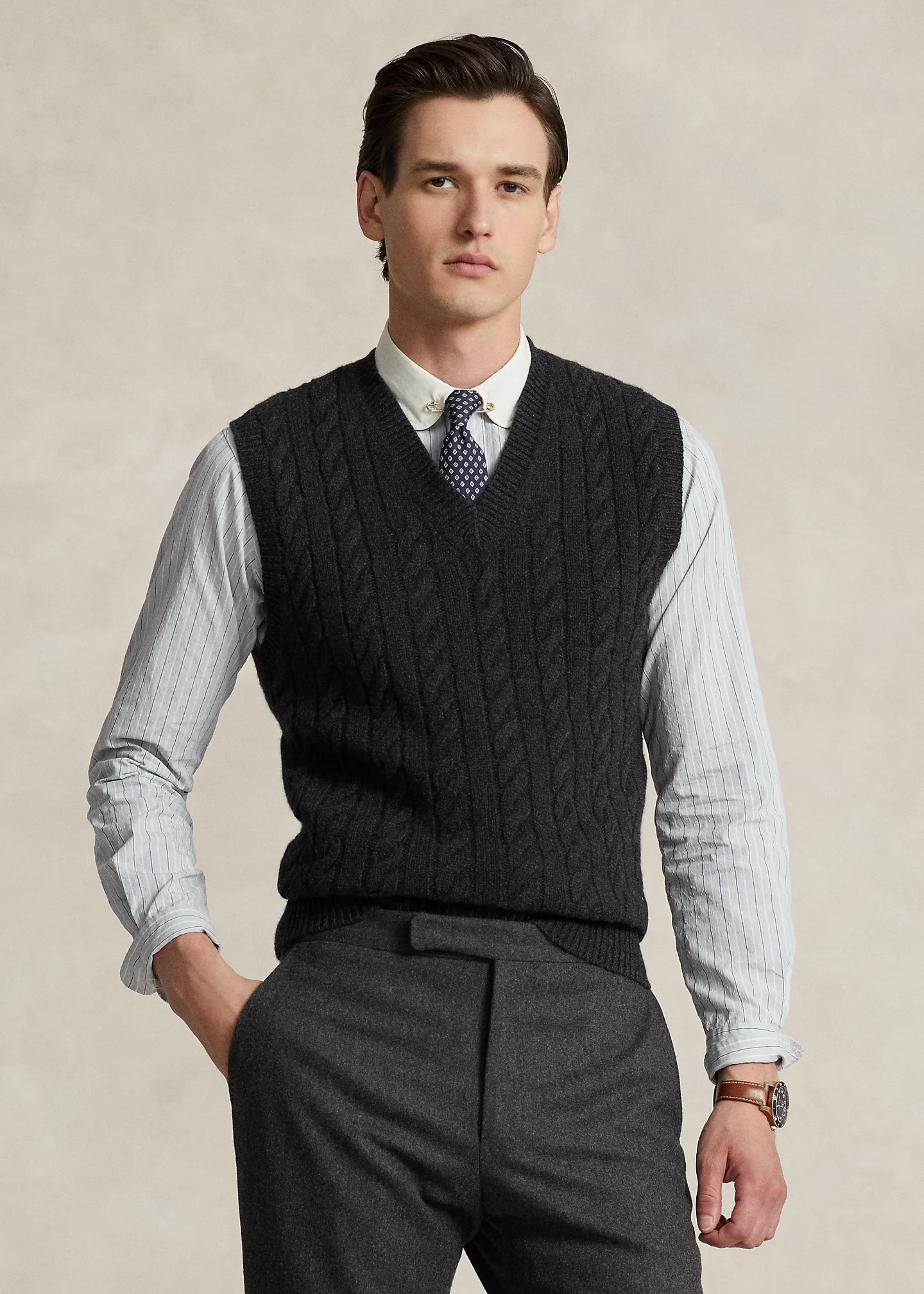 Cable-Knit Wool-Cashmere Sweater Vest