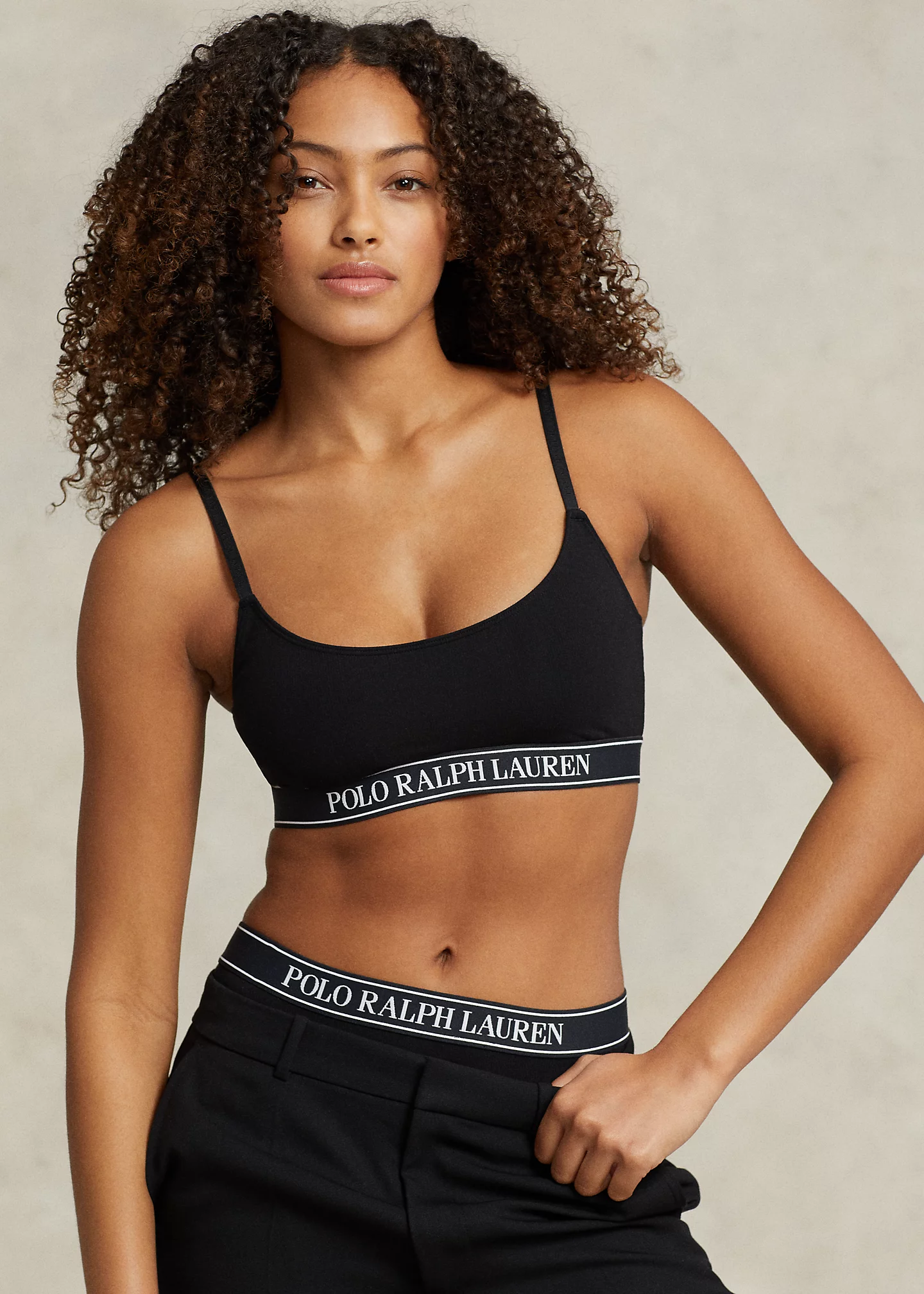 Repeat-Logo Cropped Scoopneck Tank