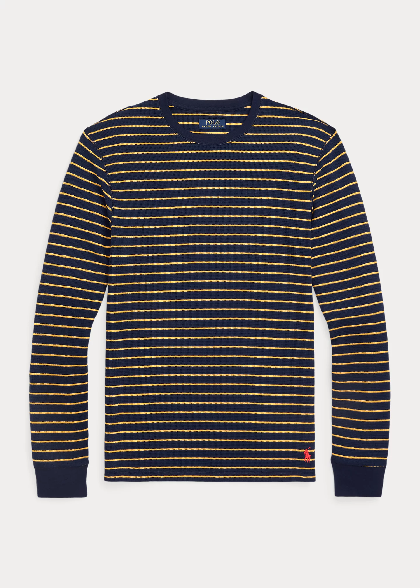 Striped Waffle-Knit Crewneck Sleep Shirt