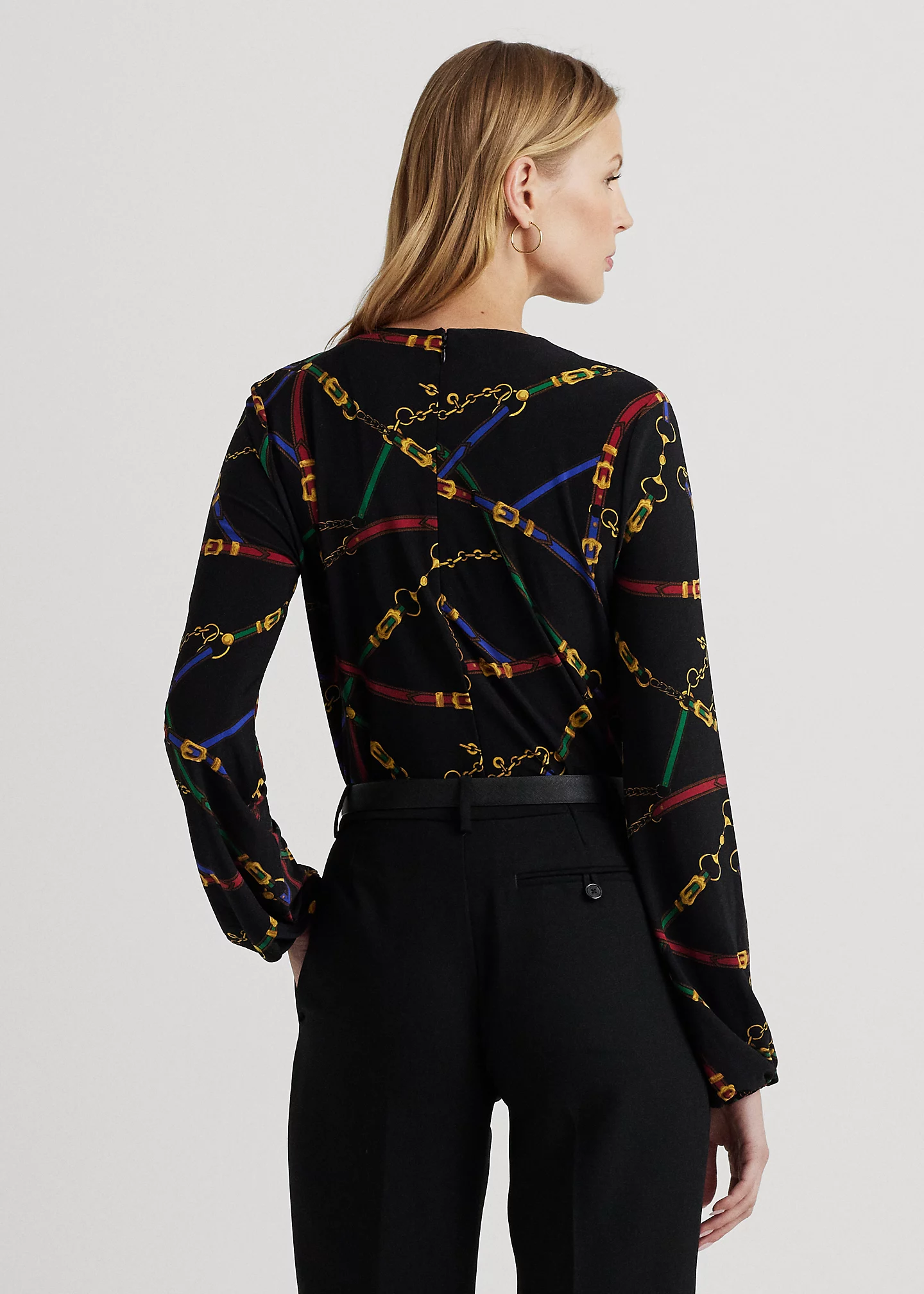 Print Logo-Trim Stretch Jersey Top