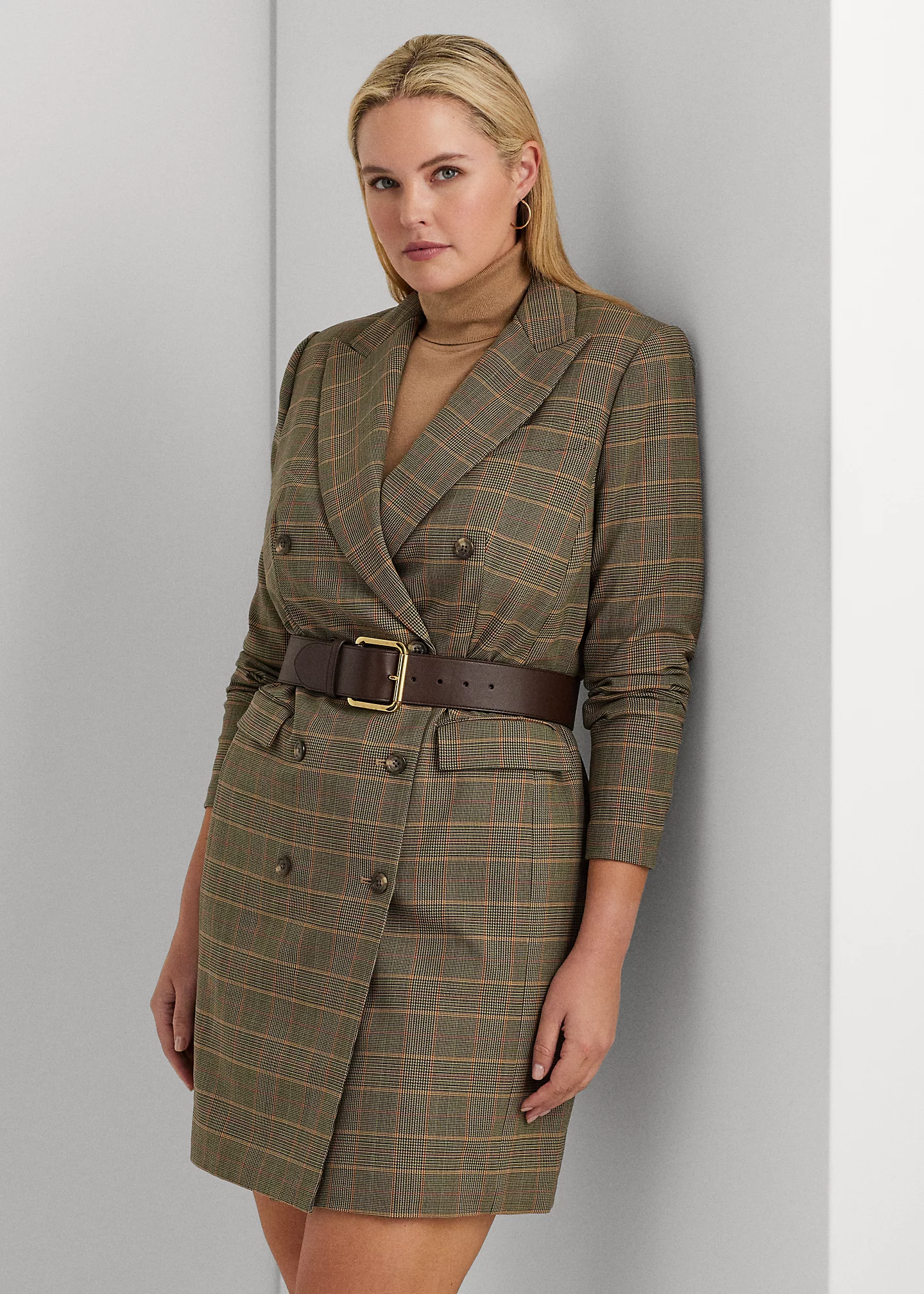 Checked Plaid Wool-Blend Twill Dress