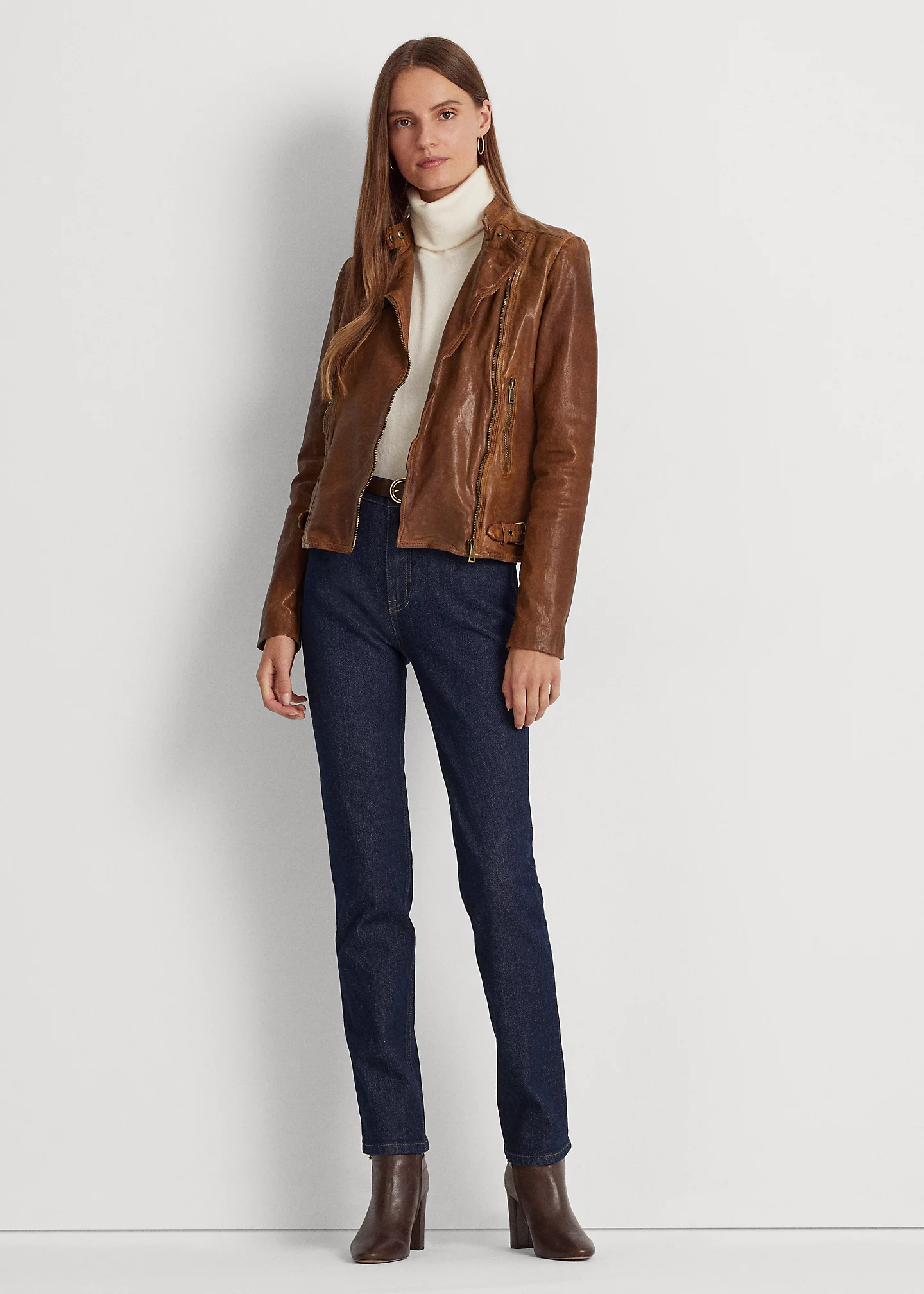 Burnished Leather Moto Jacket