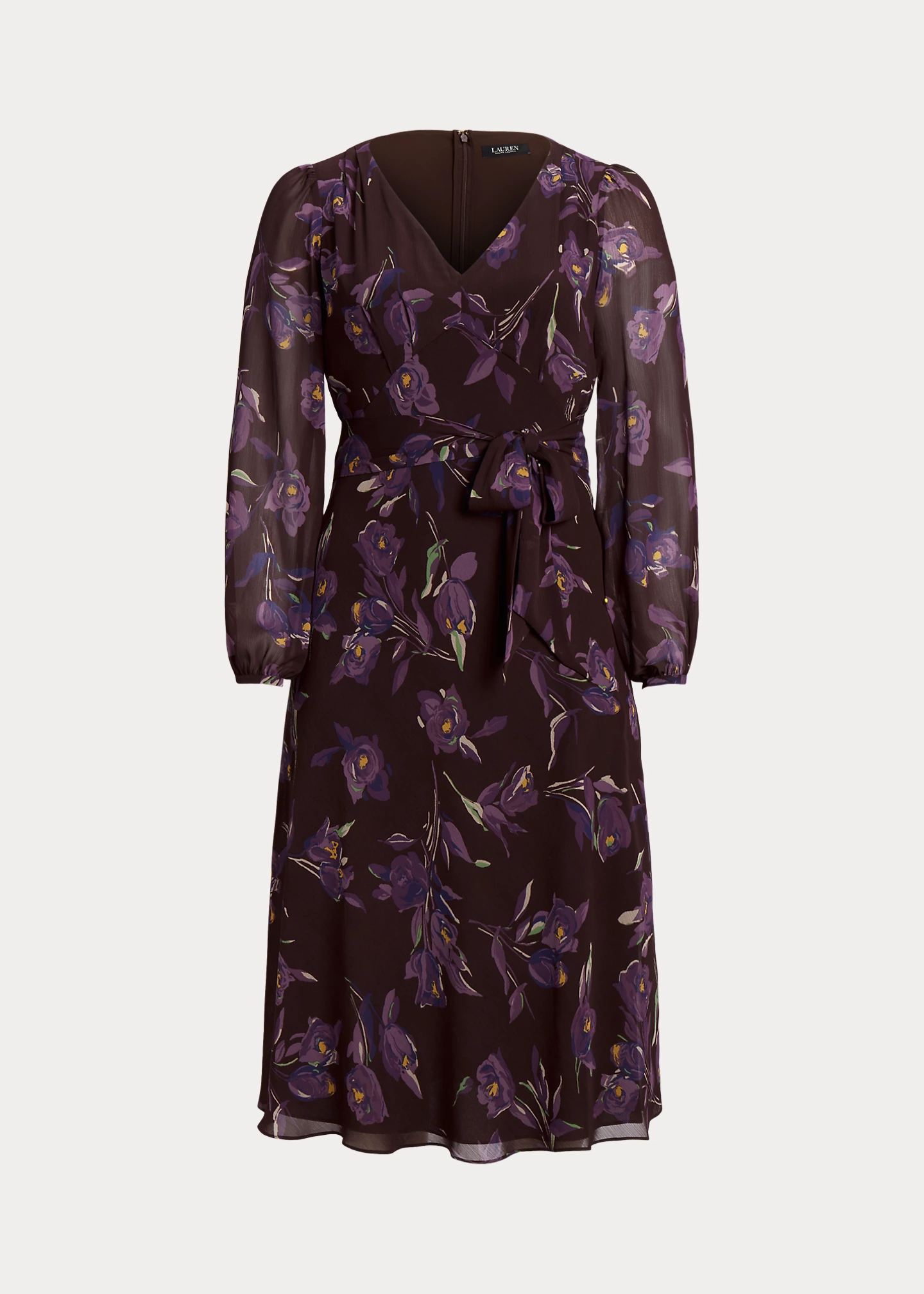 Floral Belted Crinkle Georgette Dress