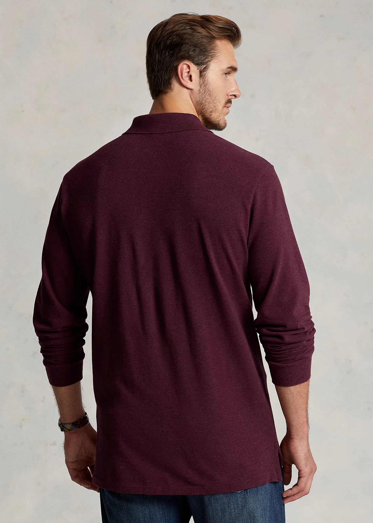 Mesh Long-Sleeve Polo Shirt