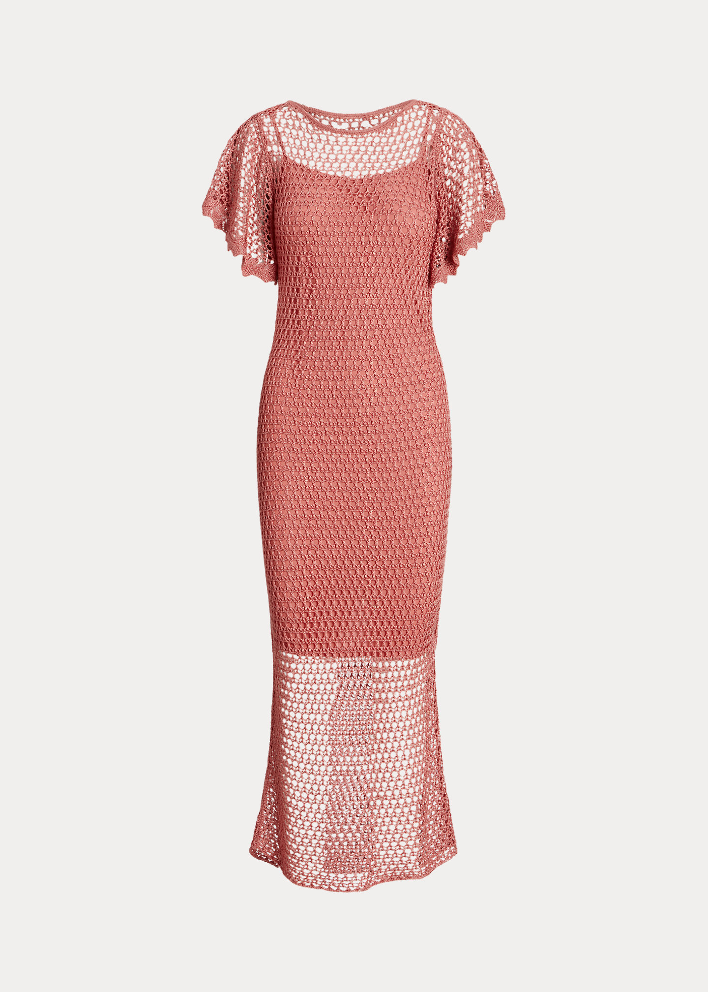 Belted Linen-Blend Pointelle-Knit Dress