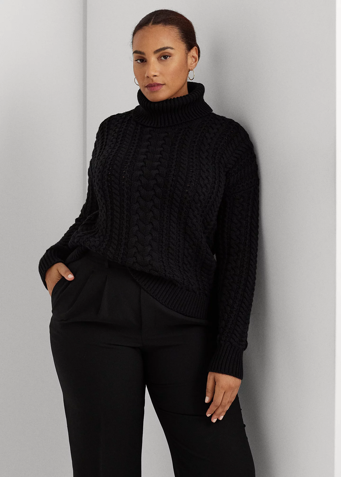 Cable-Knit Cotton-Blend Turtleneck