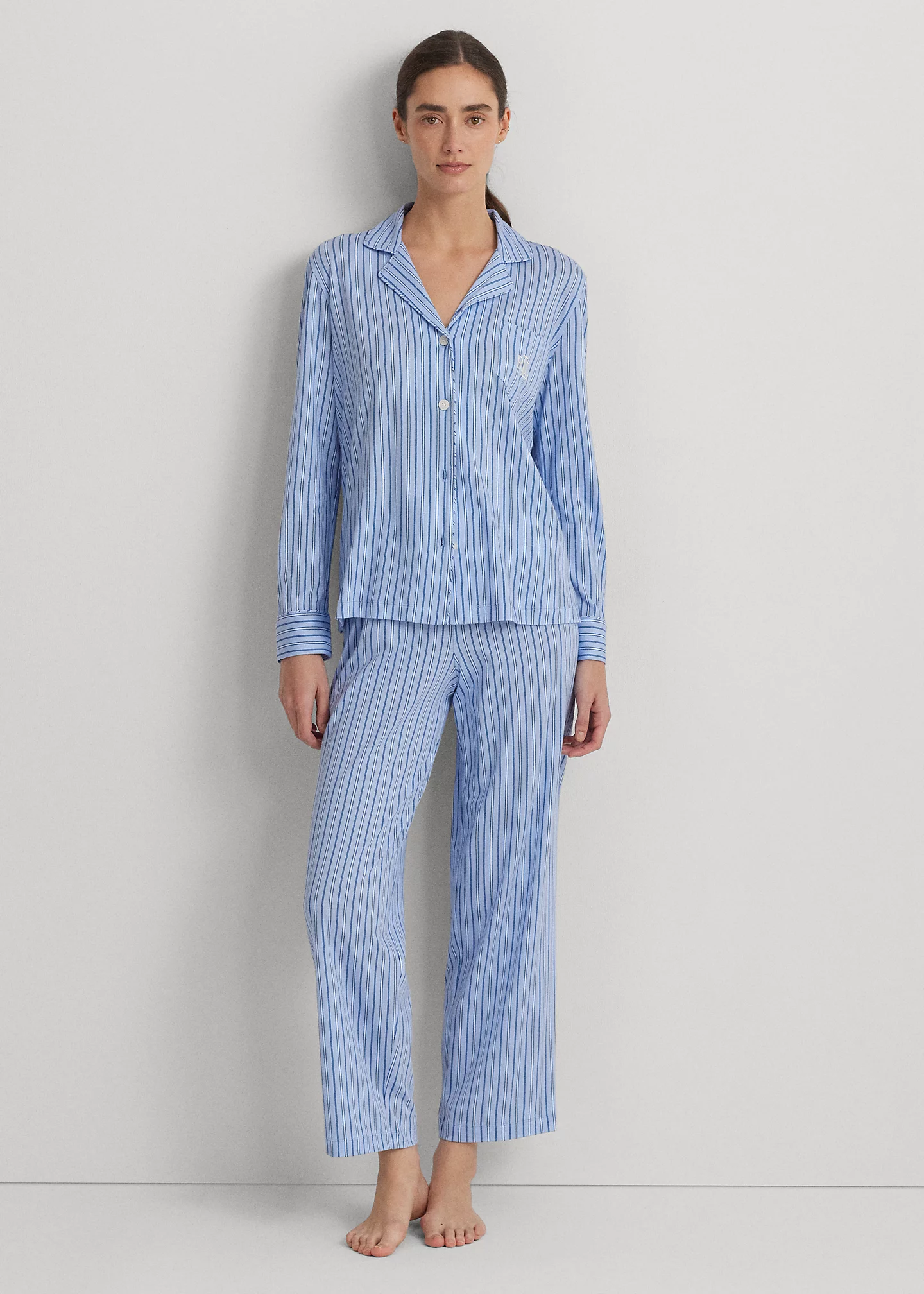 Striped Cotton-Blend Jersey Sleep Set