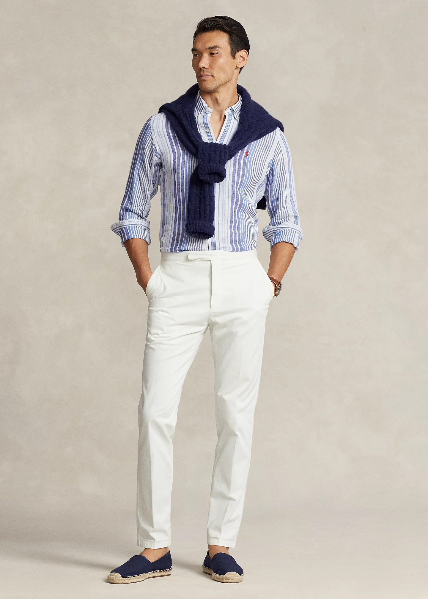 Classic Fit Striped Linen Shirt