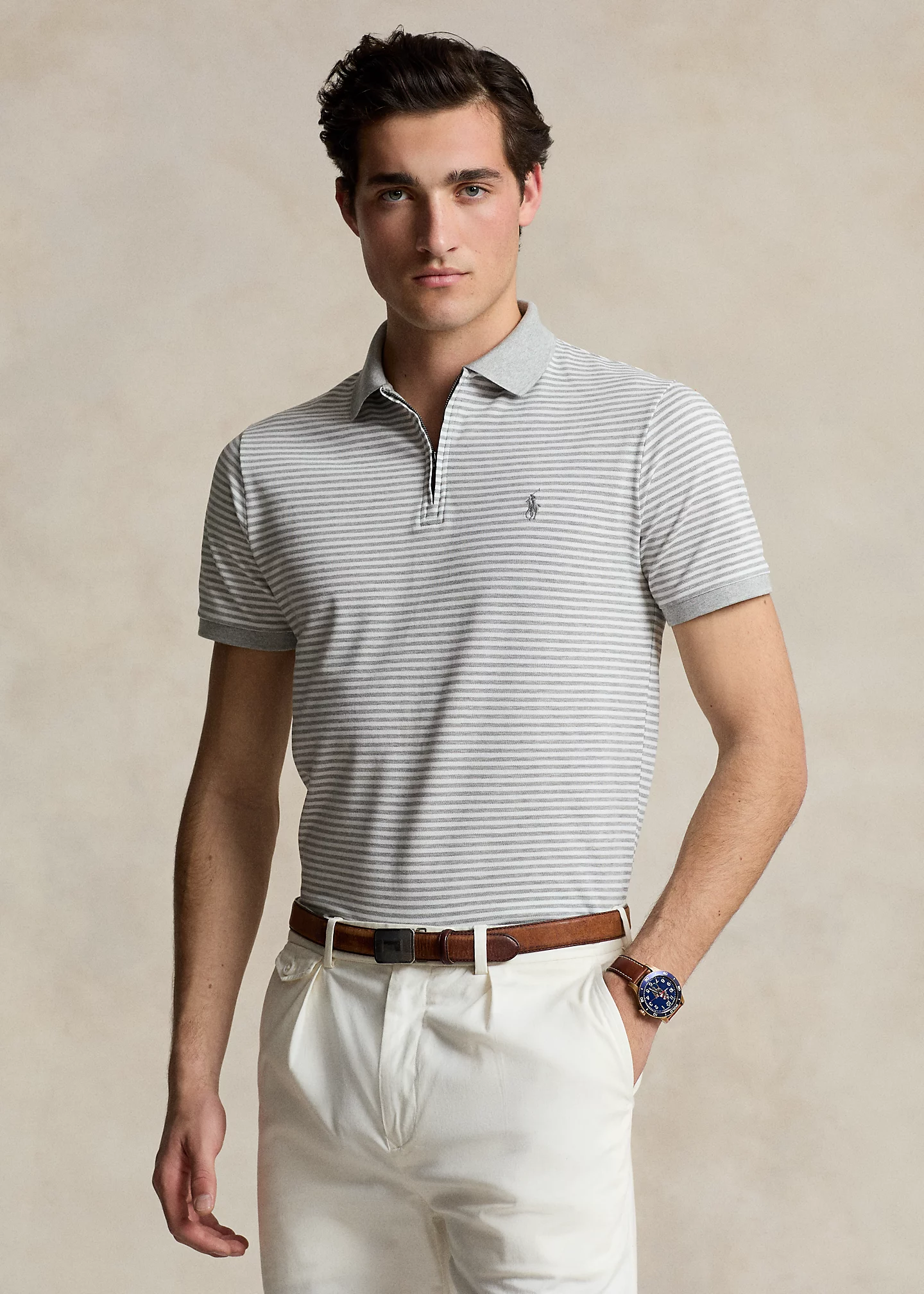 Custom Slim Fit Stretch Mesh Polo Shirt