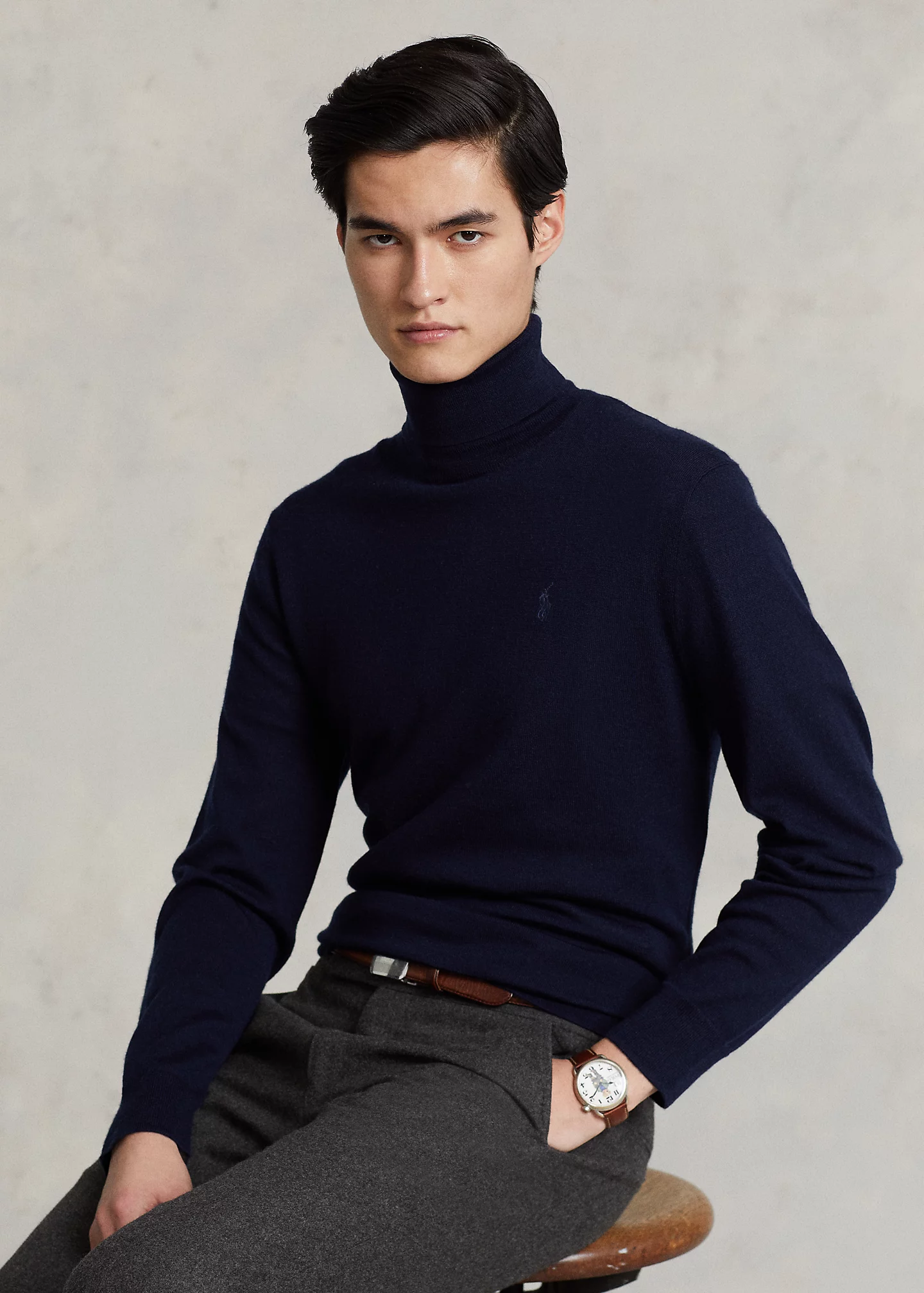 Washable Wool Turtleneck Sweater