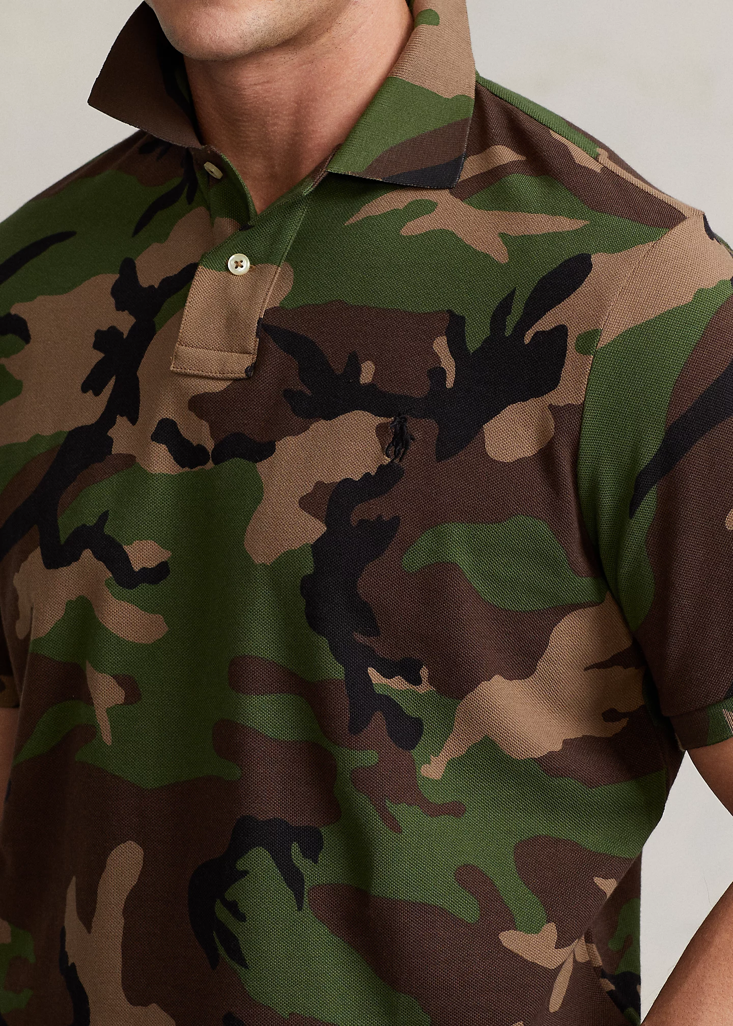 Classic Fit Camo Mesh Polo Shirt