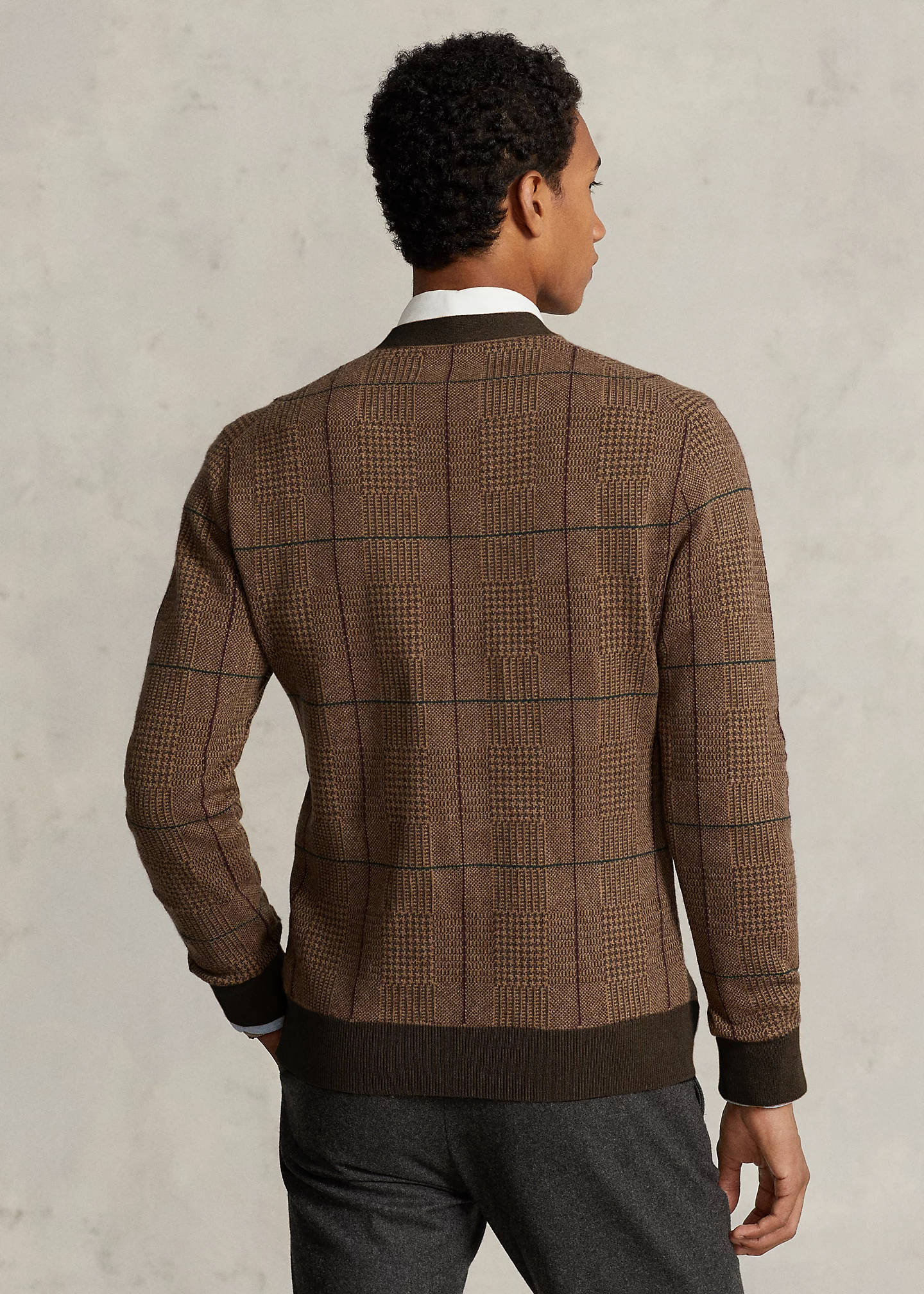 Glen Plaid Wool Cardigan