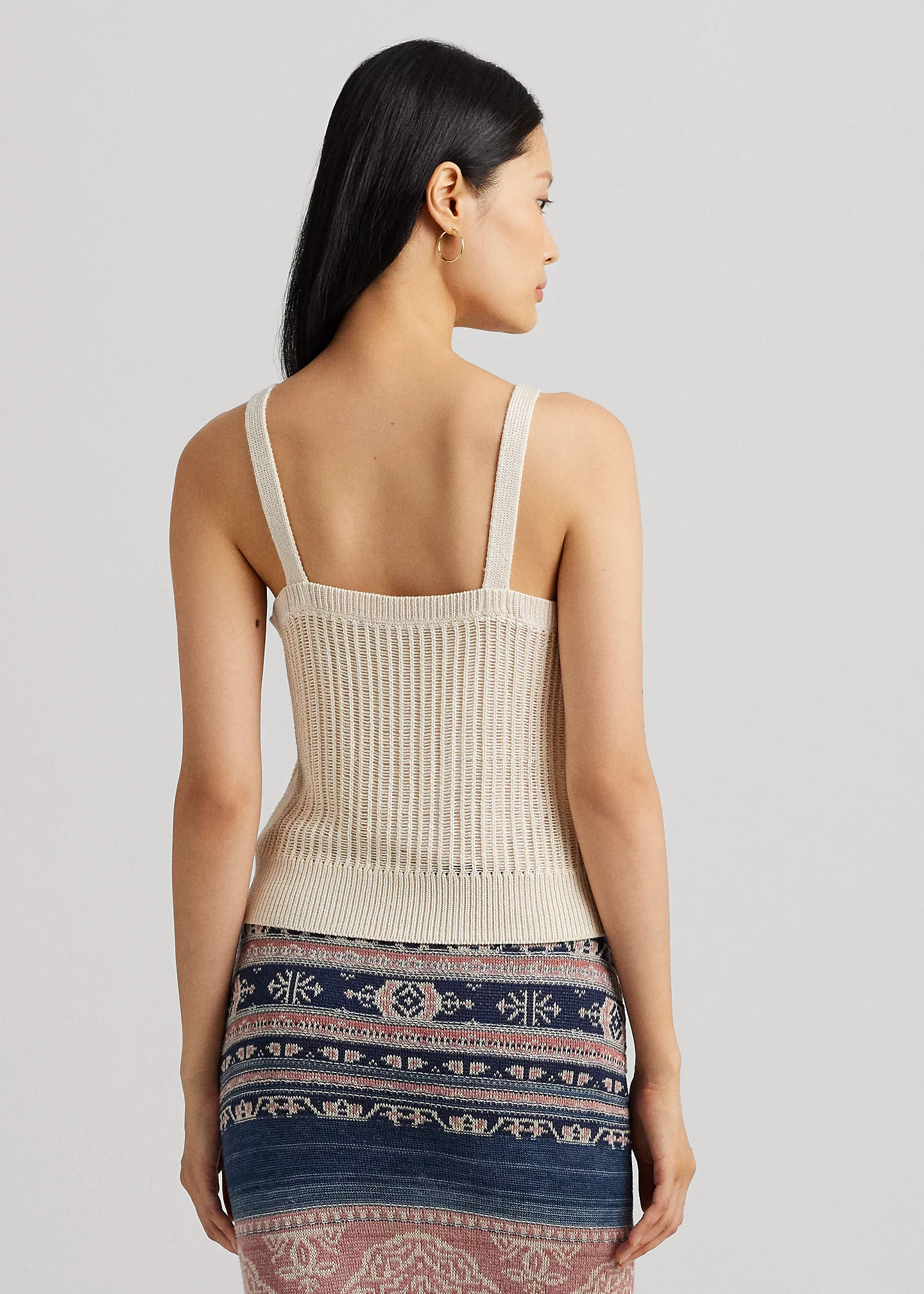 Linen-Blend Rib-Knit Sweater Tank Top