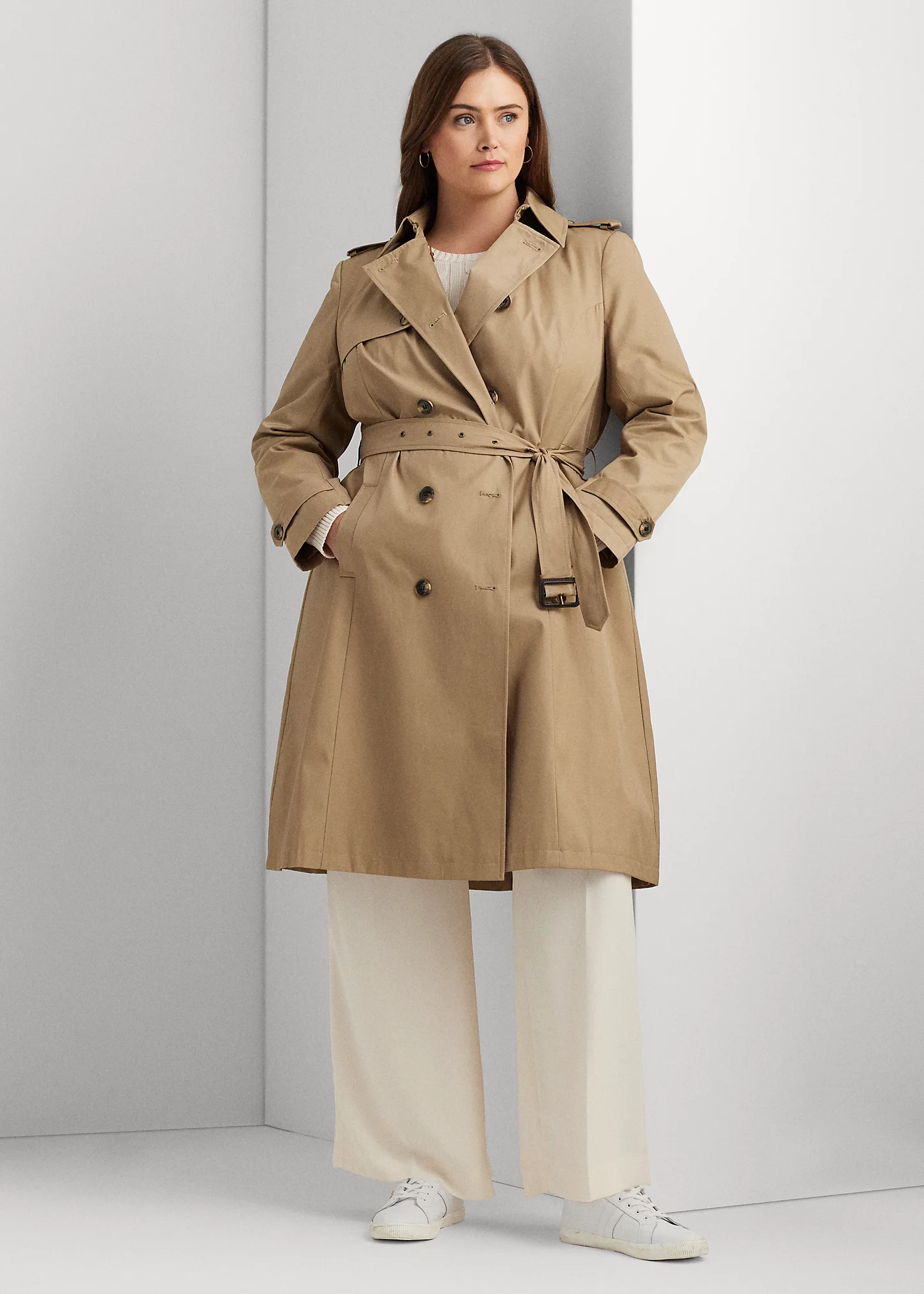 Double-Breasted Cotton-Blend Trench Coat