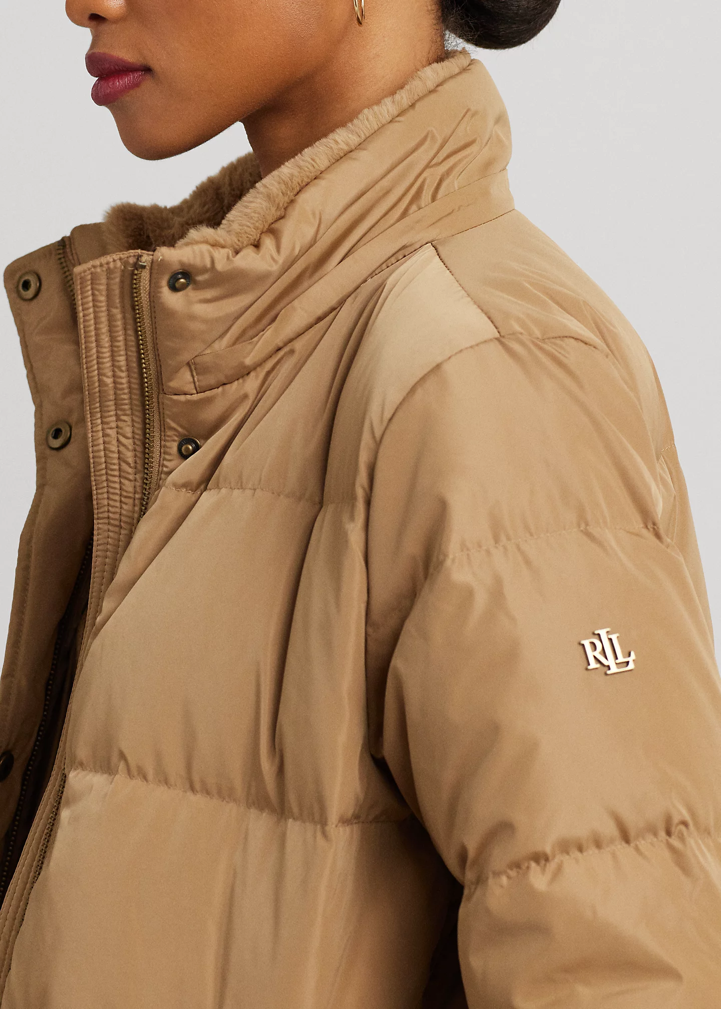 Faux-Fur-Trim Hooded Down Coat