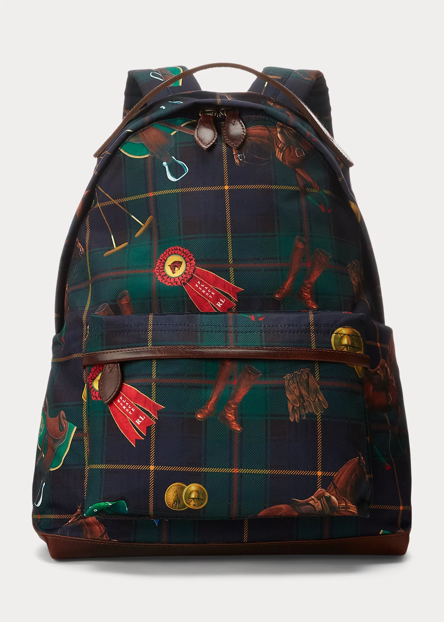 Equestrian-Plaid Canvas Backpack