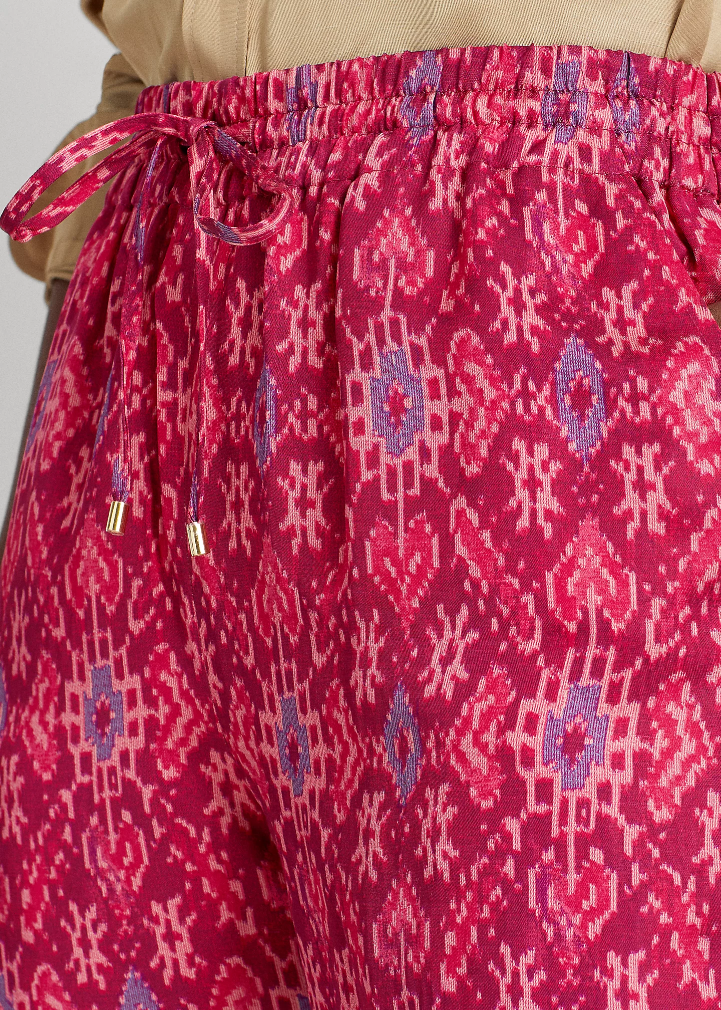 Geo-Print Satin Shantung Wide-Leg Pant