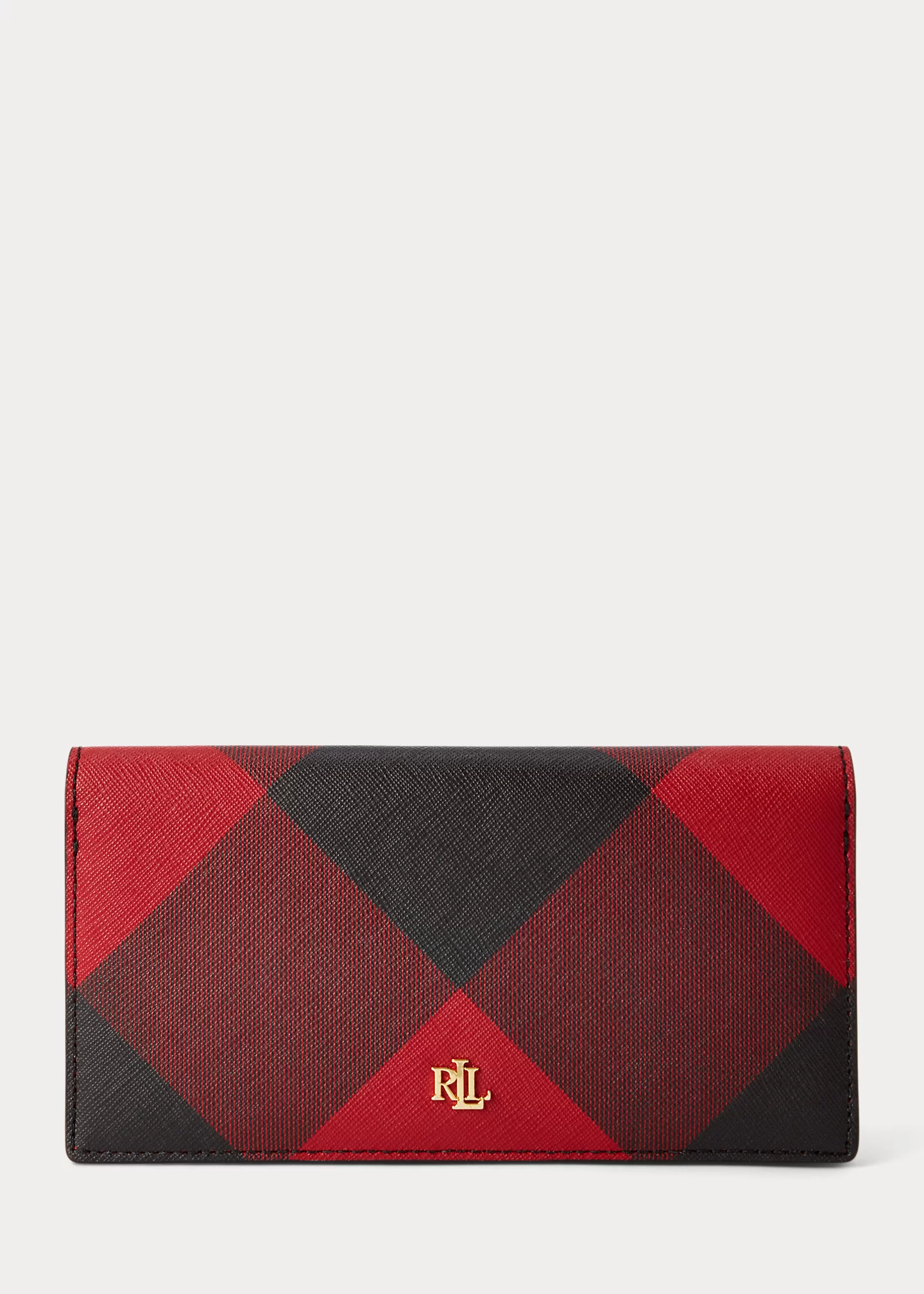 Print Crosshatch Leather Slim Wallet