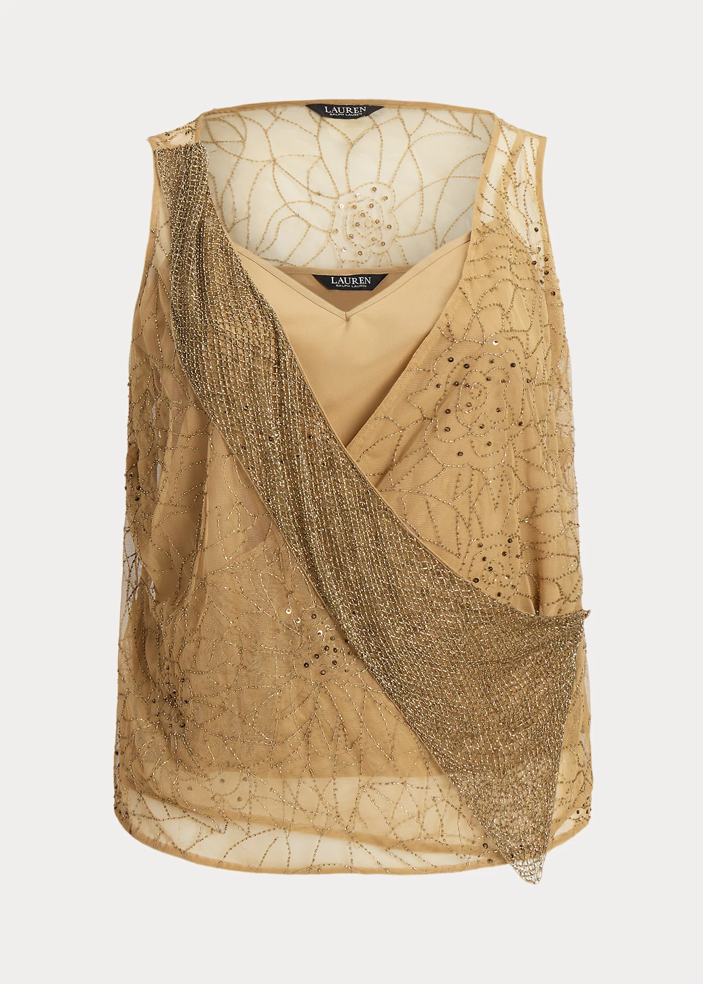 Beaded Tulle Sleeveless Blouse