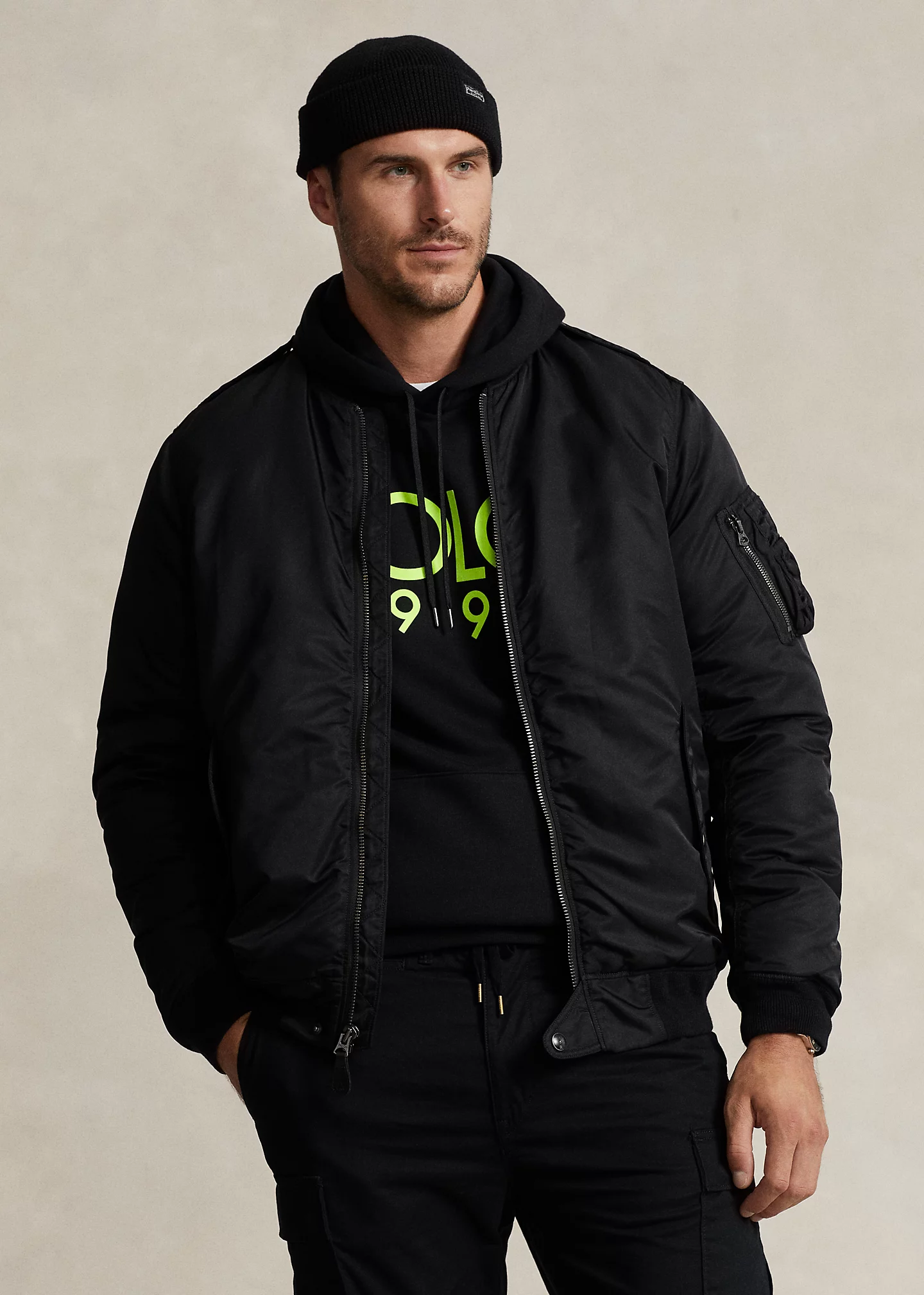 Twill Down Bomber Jacket