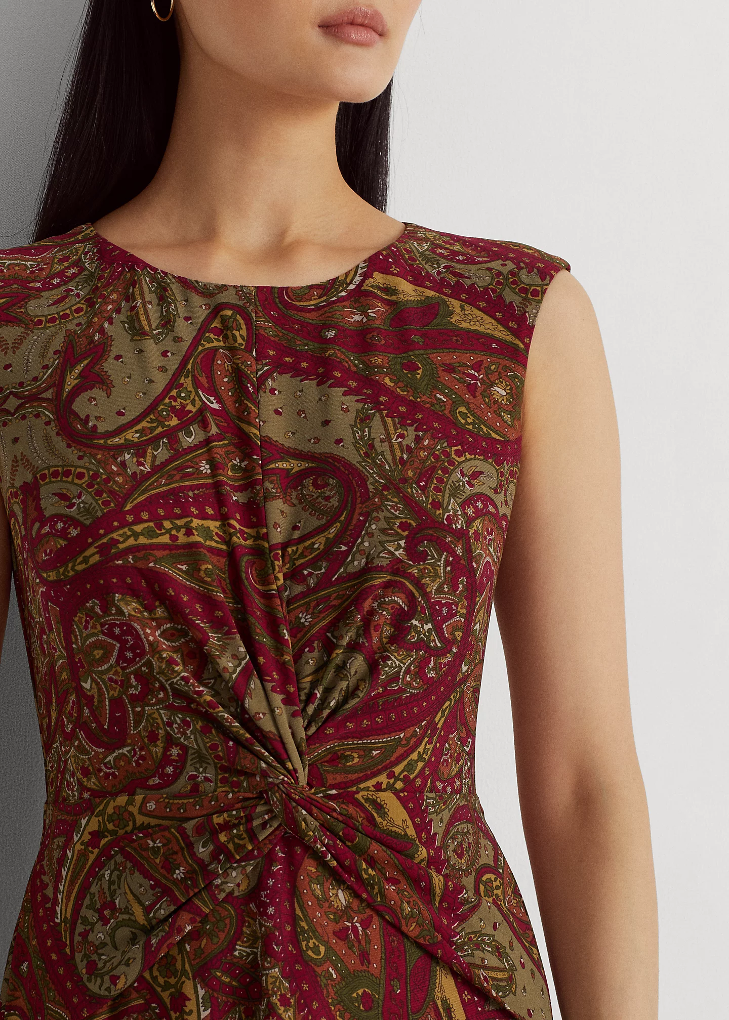 Paisley Twist-Front Jersey Dress