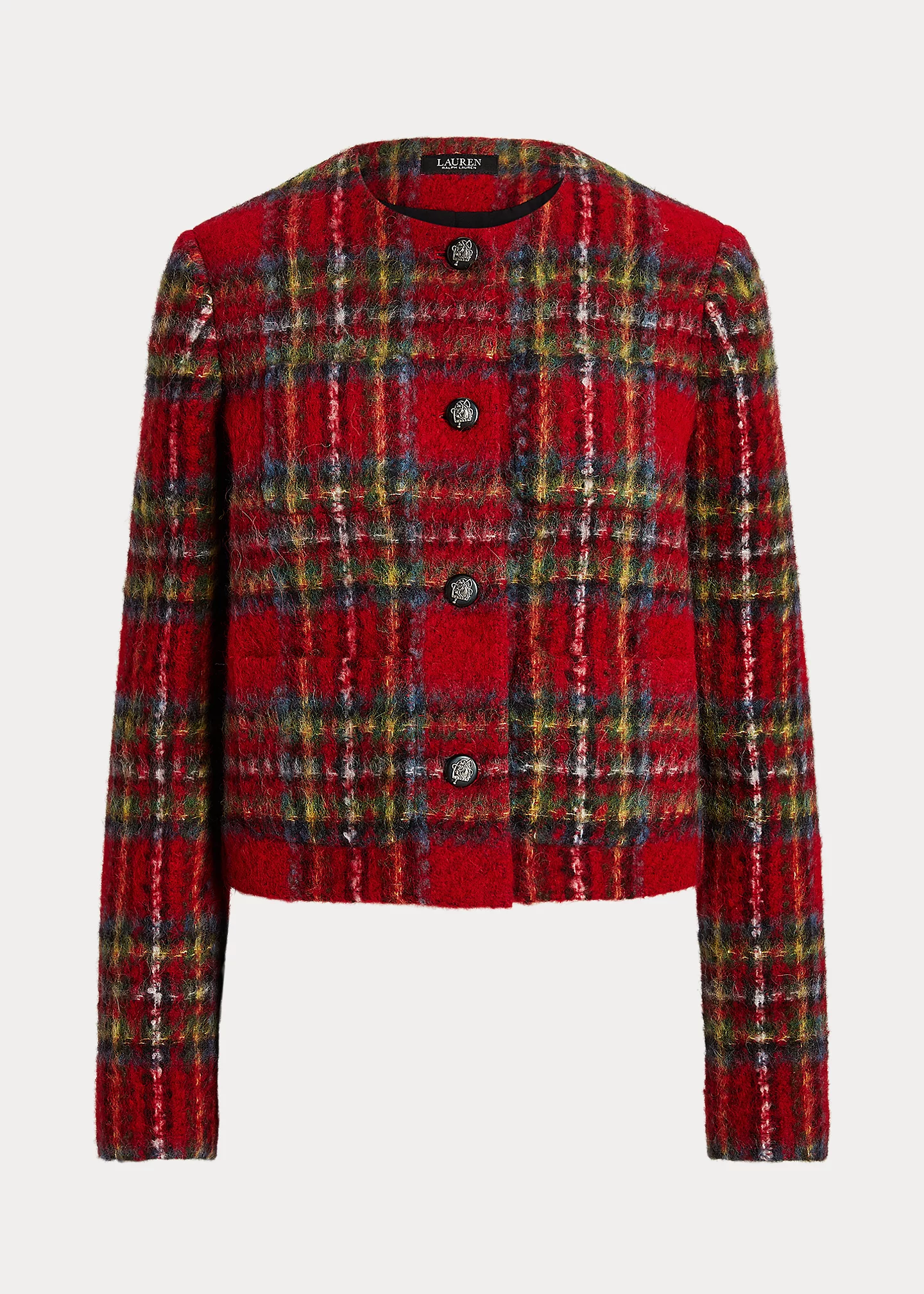 Plaid Mohair Cropped Jacket