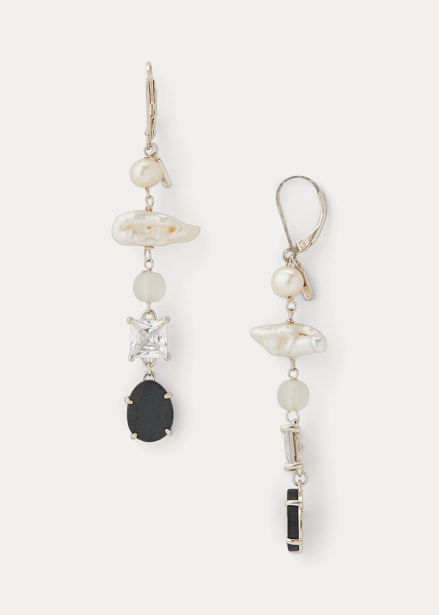 Pearl & Beach Stone Drop Earrings
