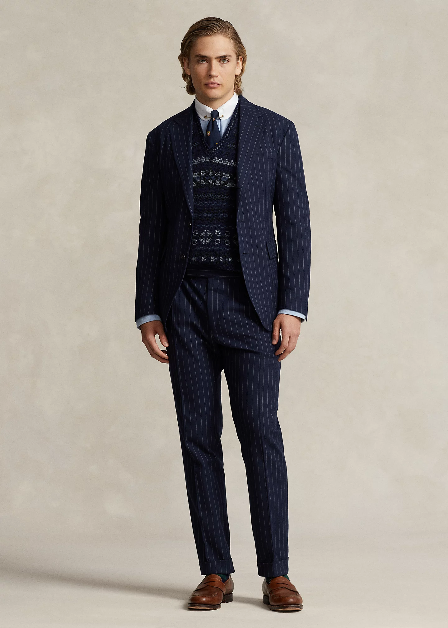 Pinstripe Cotton-Silk Suit Trouser