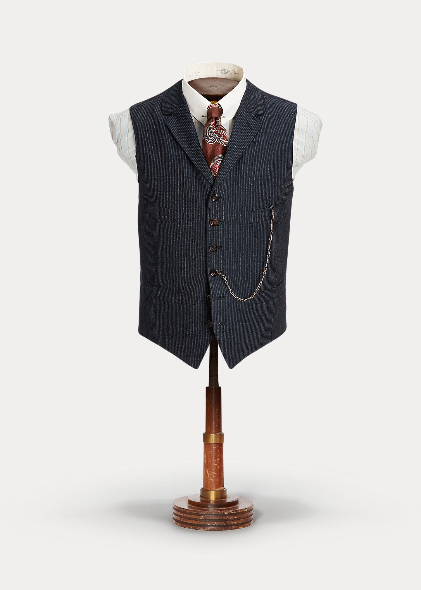Striped Herringbone Notch-Lapel Vest