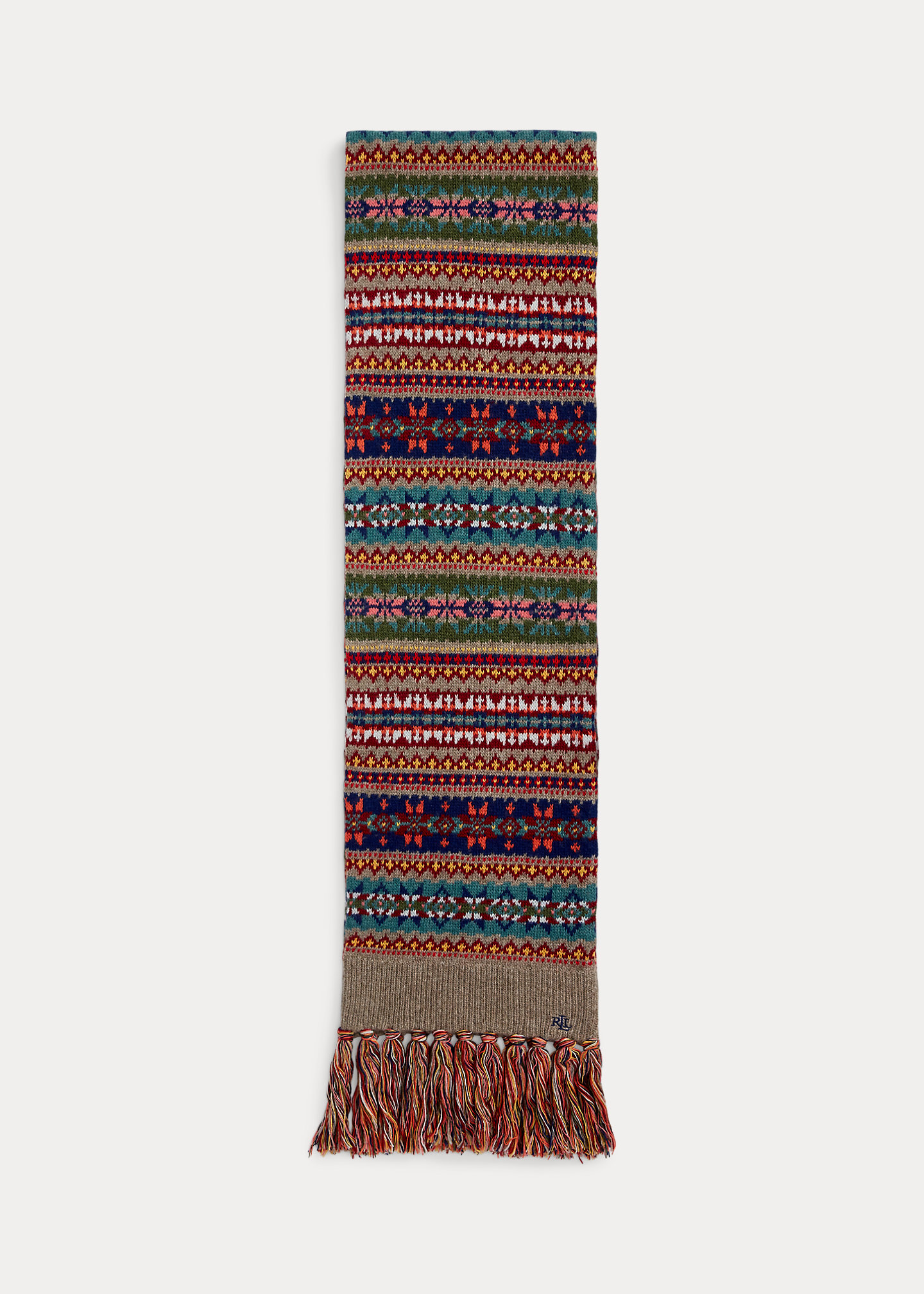 Fair Isle Fringe-Trim Wool-Blend Scarf