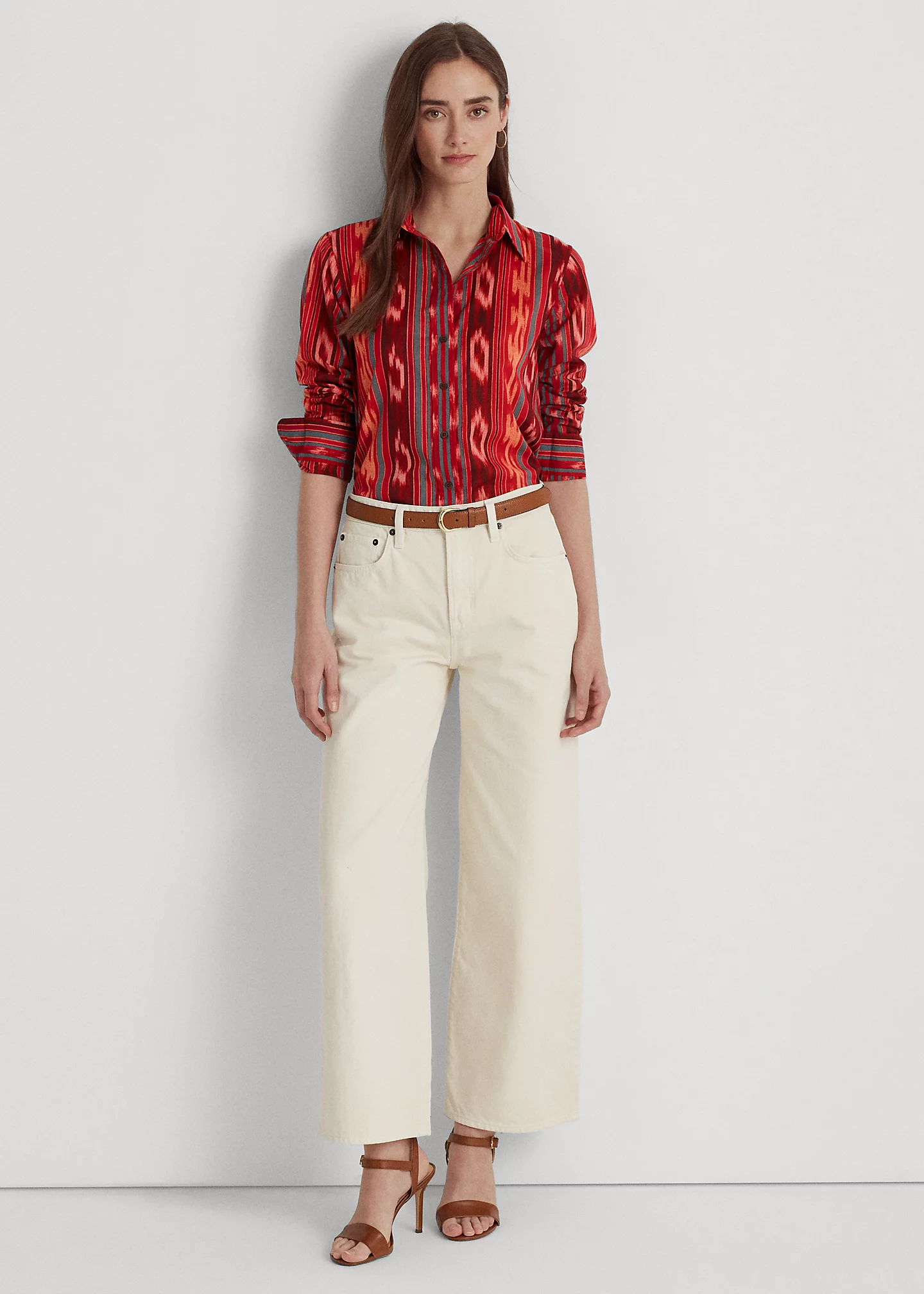 Geo-Striped Cotton Voile Shirt