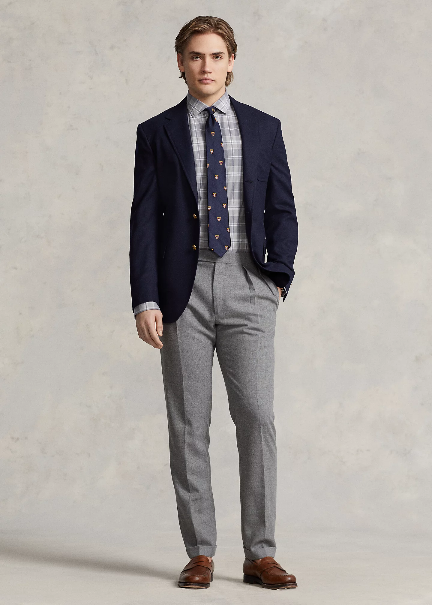 Classic Fit Plaid Stretch Poplin Shirt