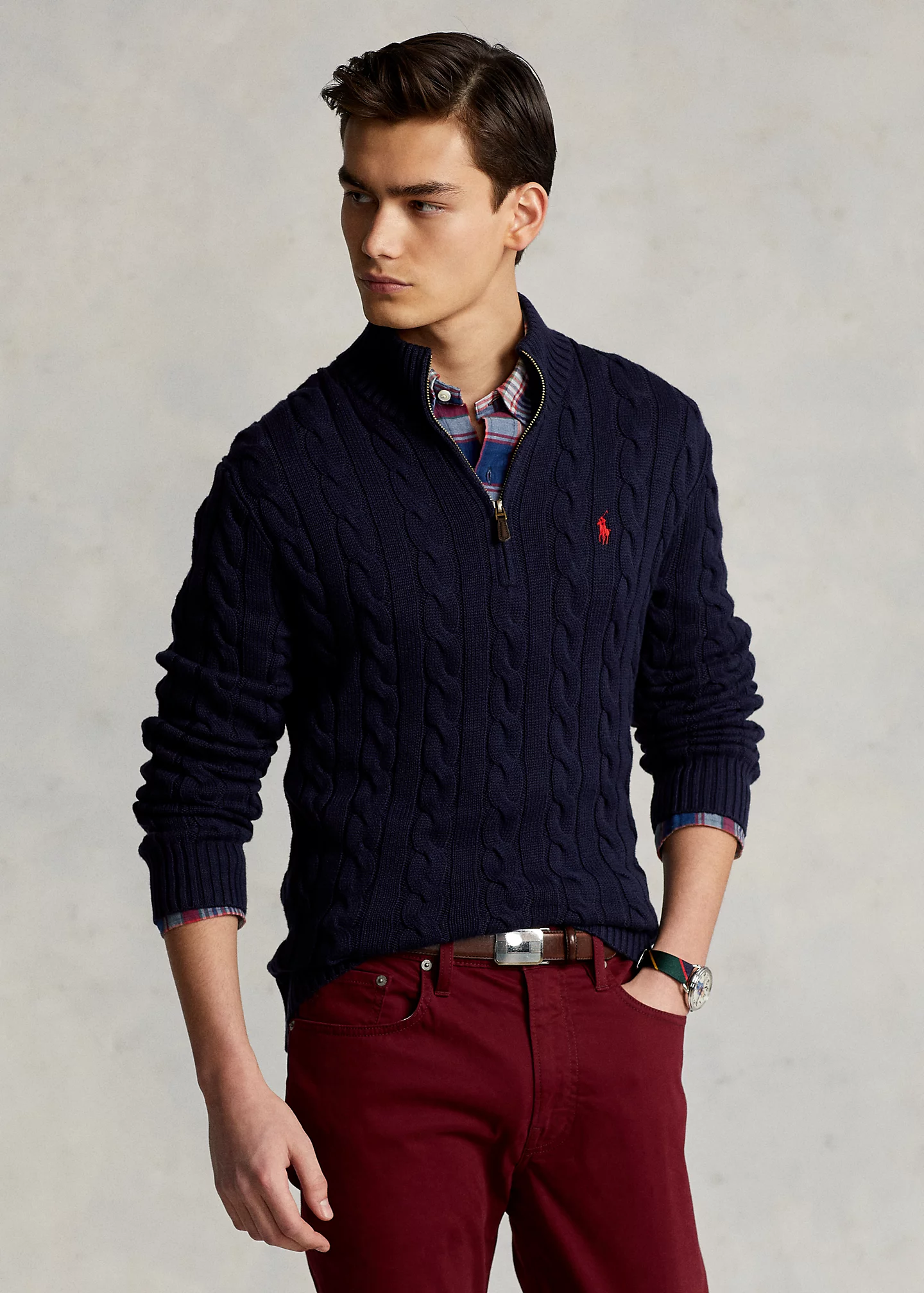 Cable-Knit Cotton Sweater