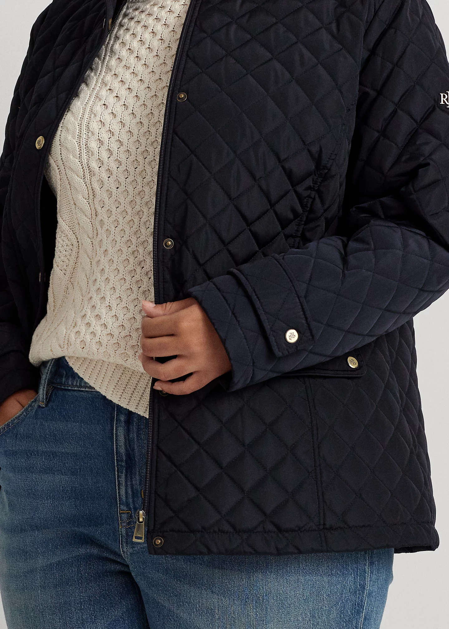 Diamond-Quilted Mockneck Jacket