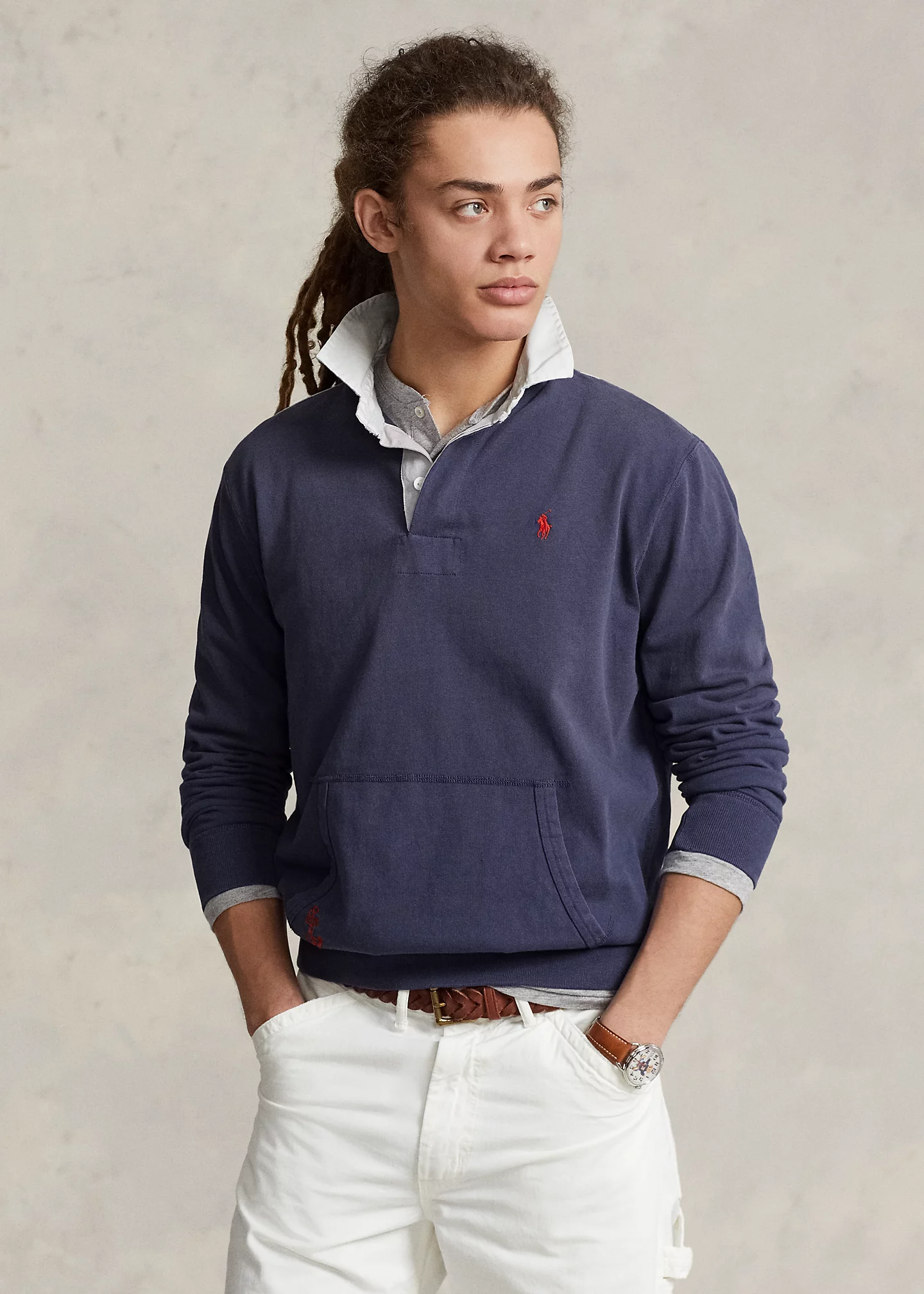 Classic Fit Flag-Patch Rugby Shirt