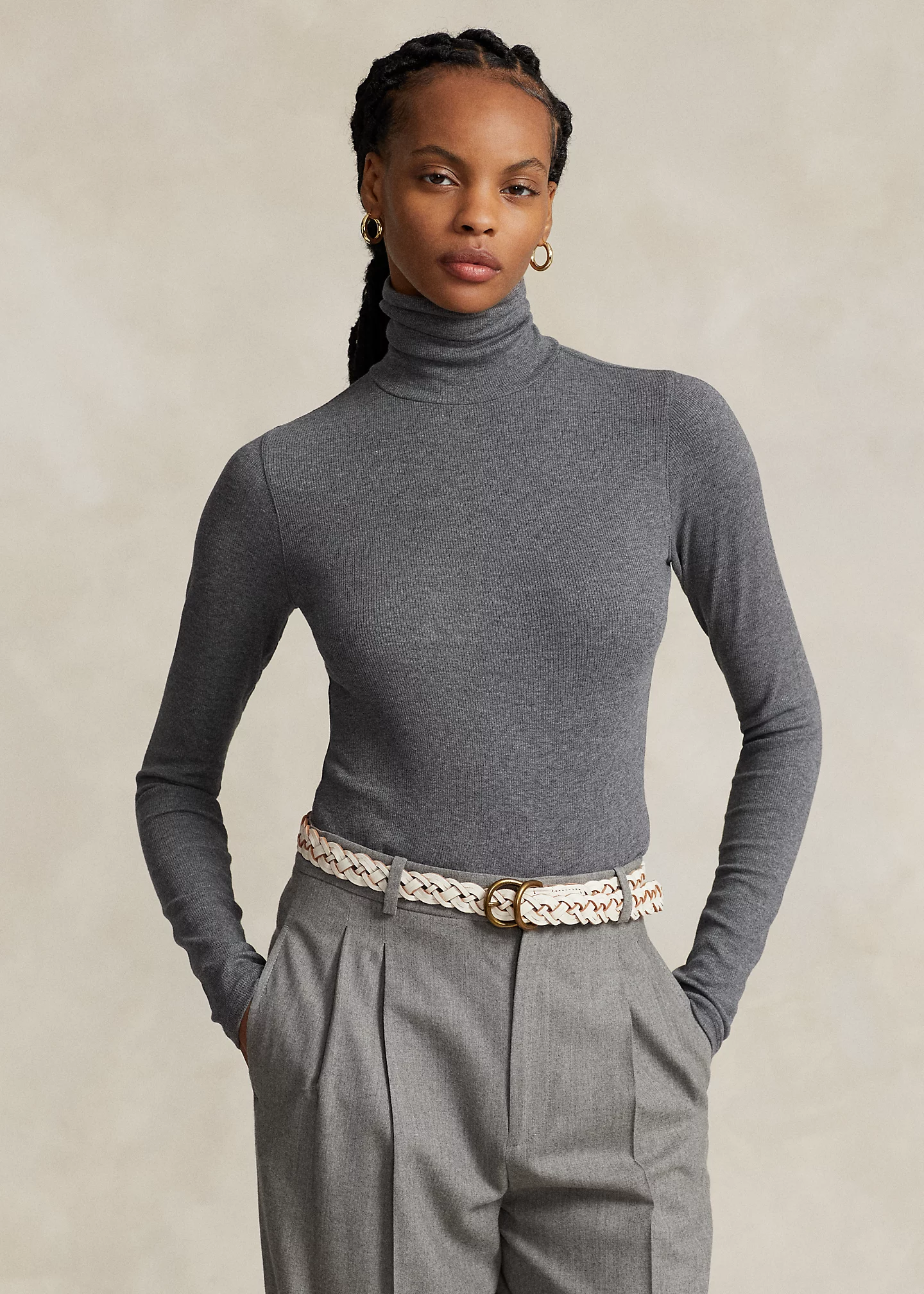 Stretch Ribbed Turtleneck