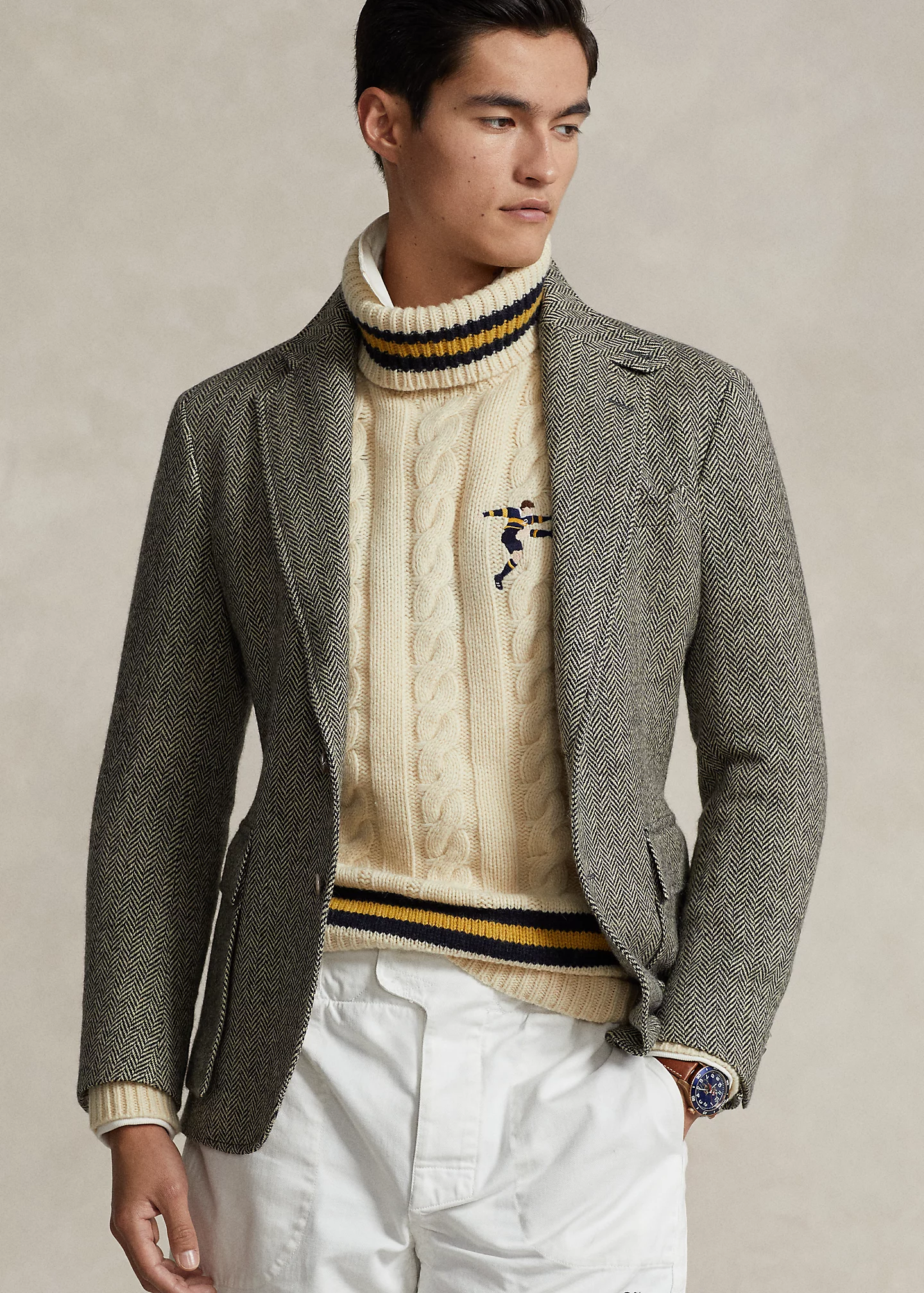 Cable-Knit Wool-Blend Turtleneck Sweater