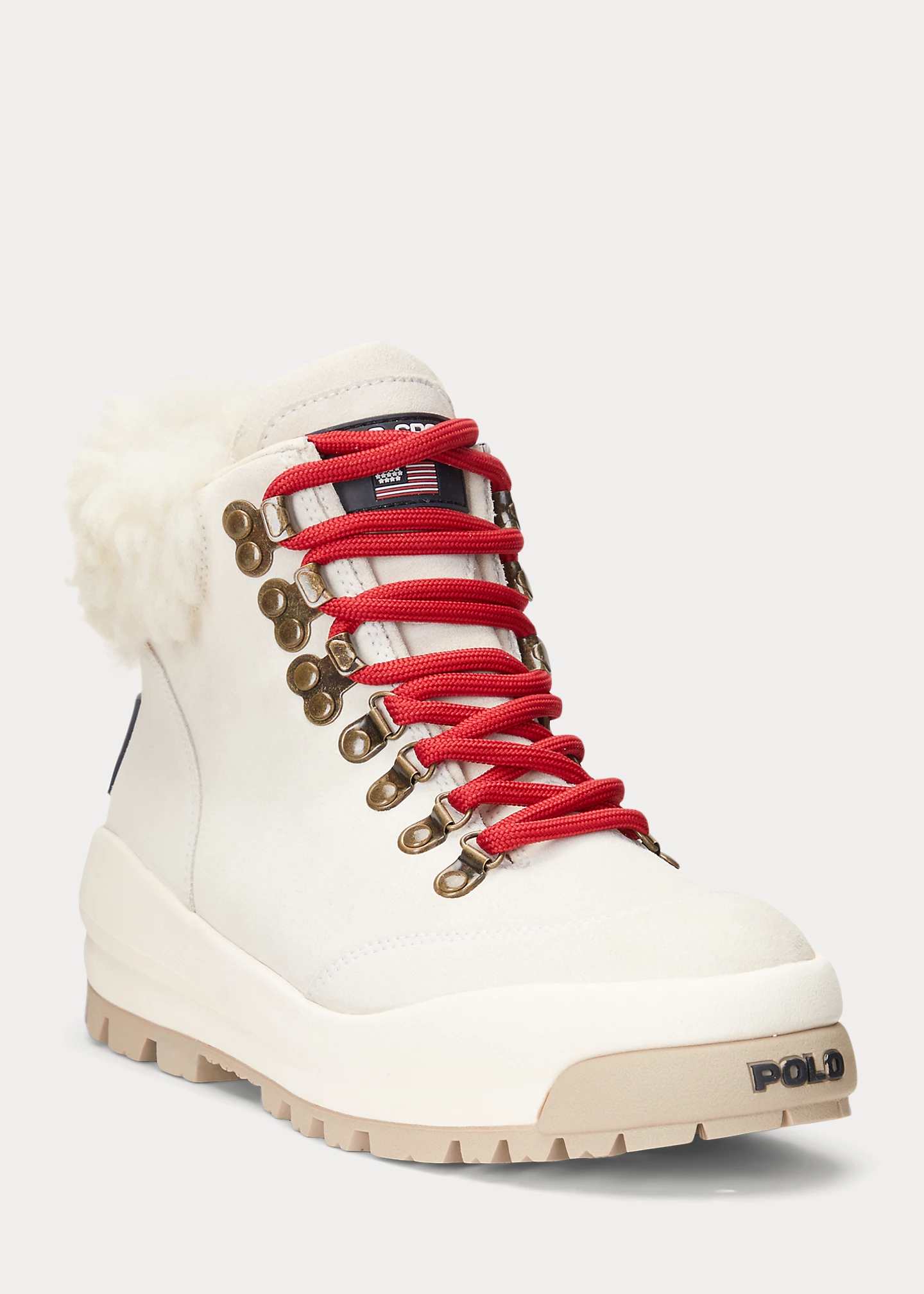 Shearling-Trim Suede Hiking Boot