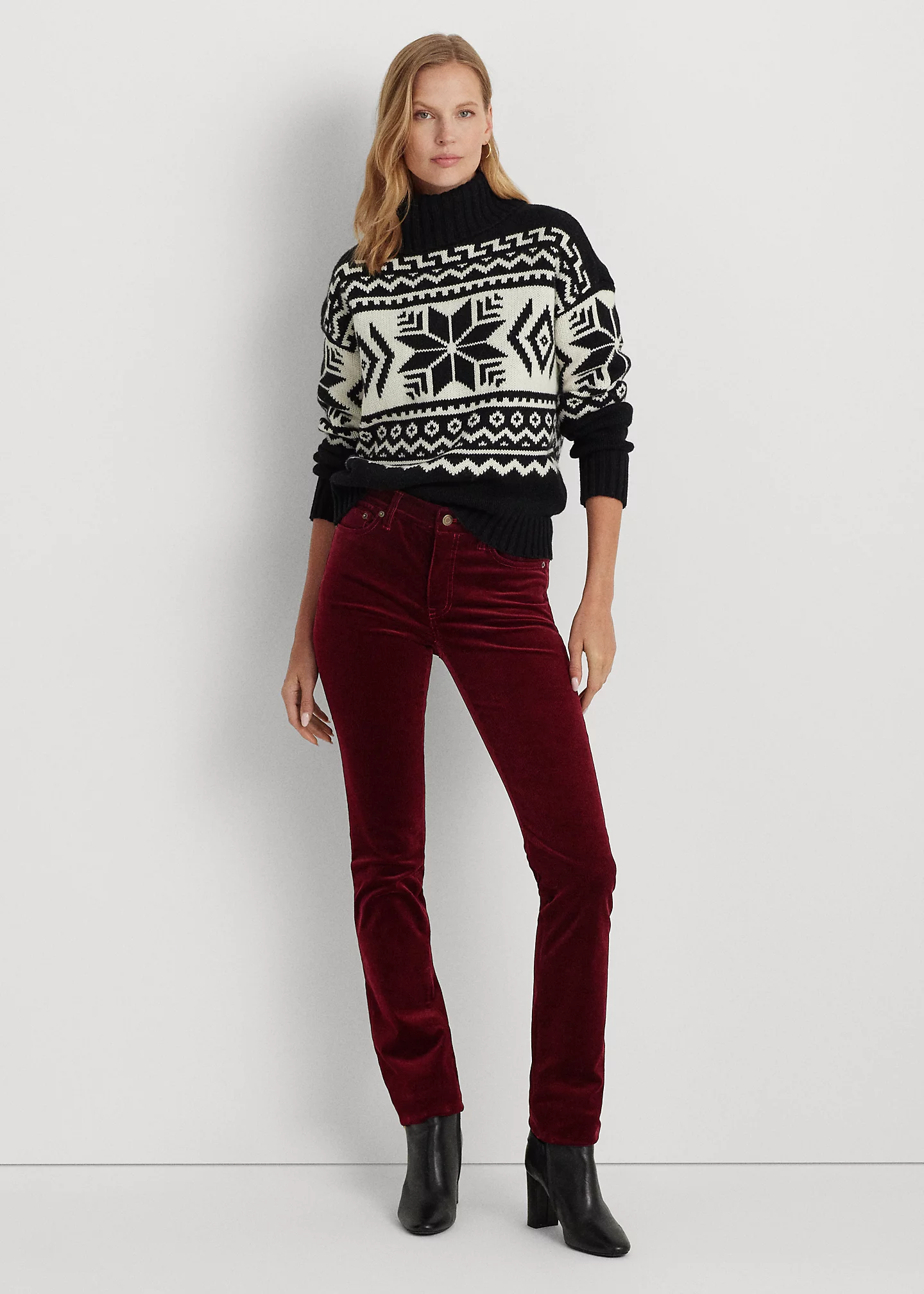 Stretch Corduroy Mid-Rise Straight Pant