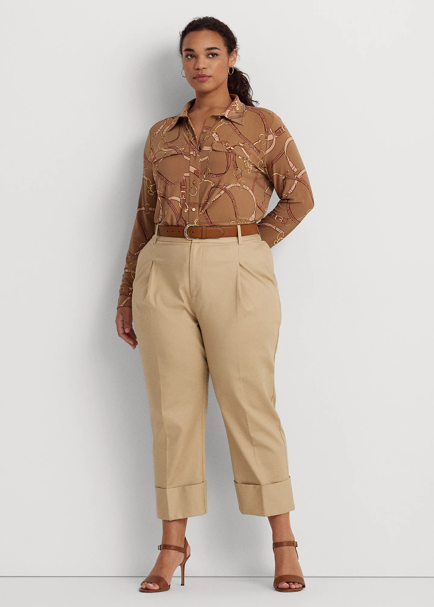 Belting-Print Stretch Jersey Shirt