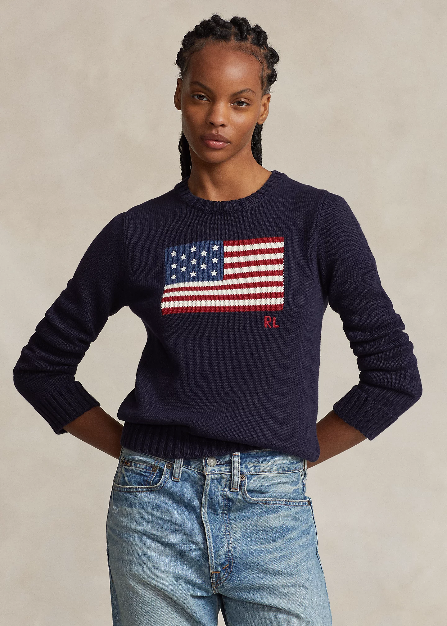 Flag Cotton Crewneck Sweater