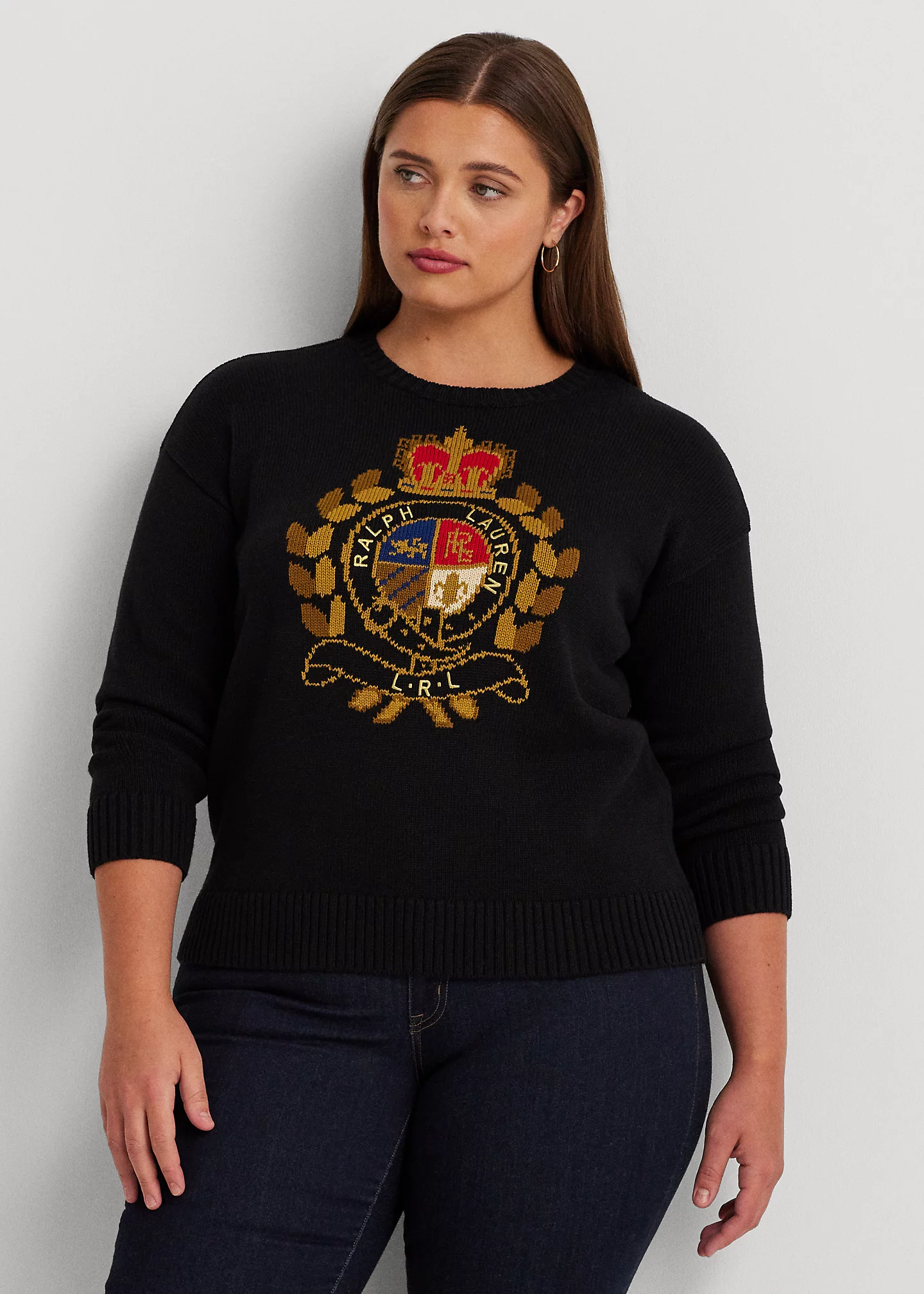 Intarsia-Knit Crest Cotton-Blend Sweater